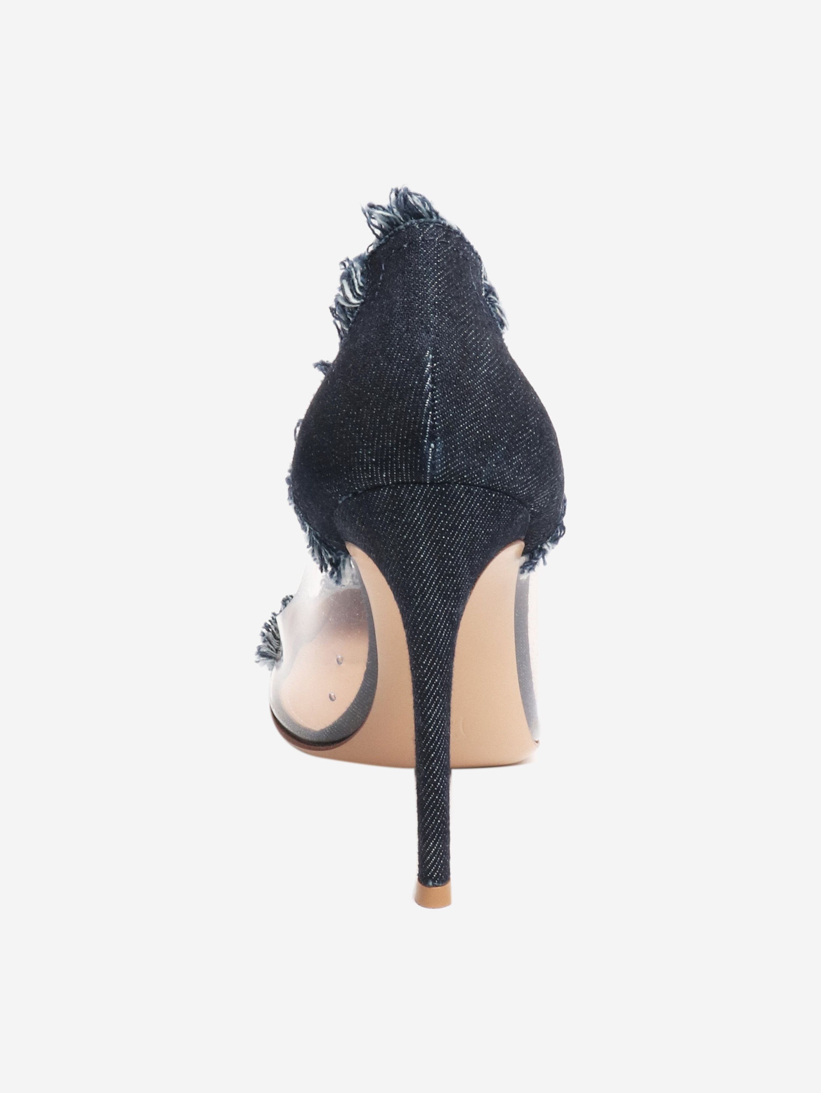 Gianvito Rossi Blue denim lola plex heels - EU 37.5 (UK 4.5) Size US 6 / IT 36 - 3 Thumbnail