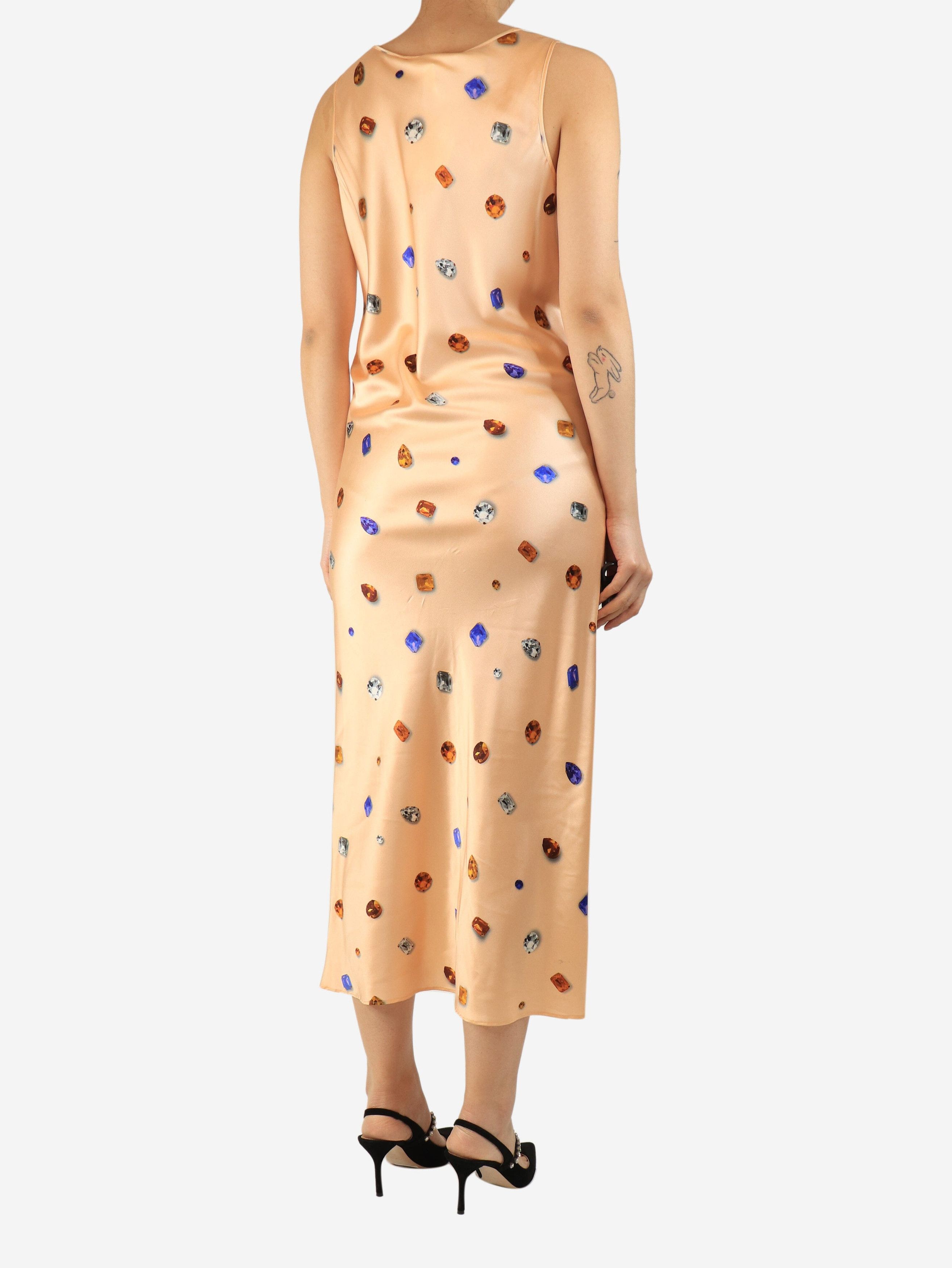 Sportmax Peach silk sleeveless jewel-print slip dress - UK 12 Size ONE SIZE - 2 Thumbnail