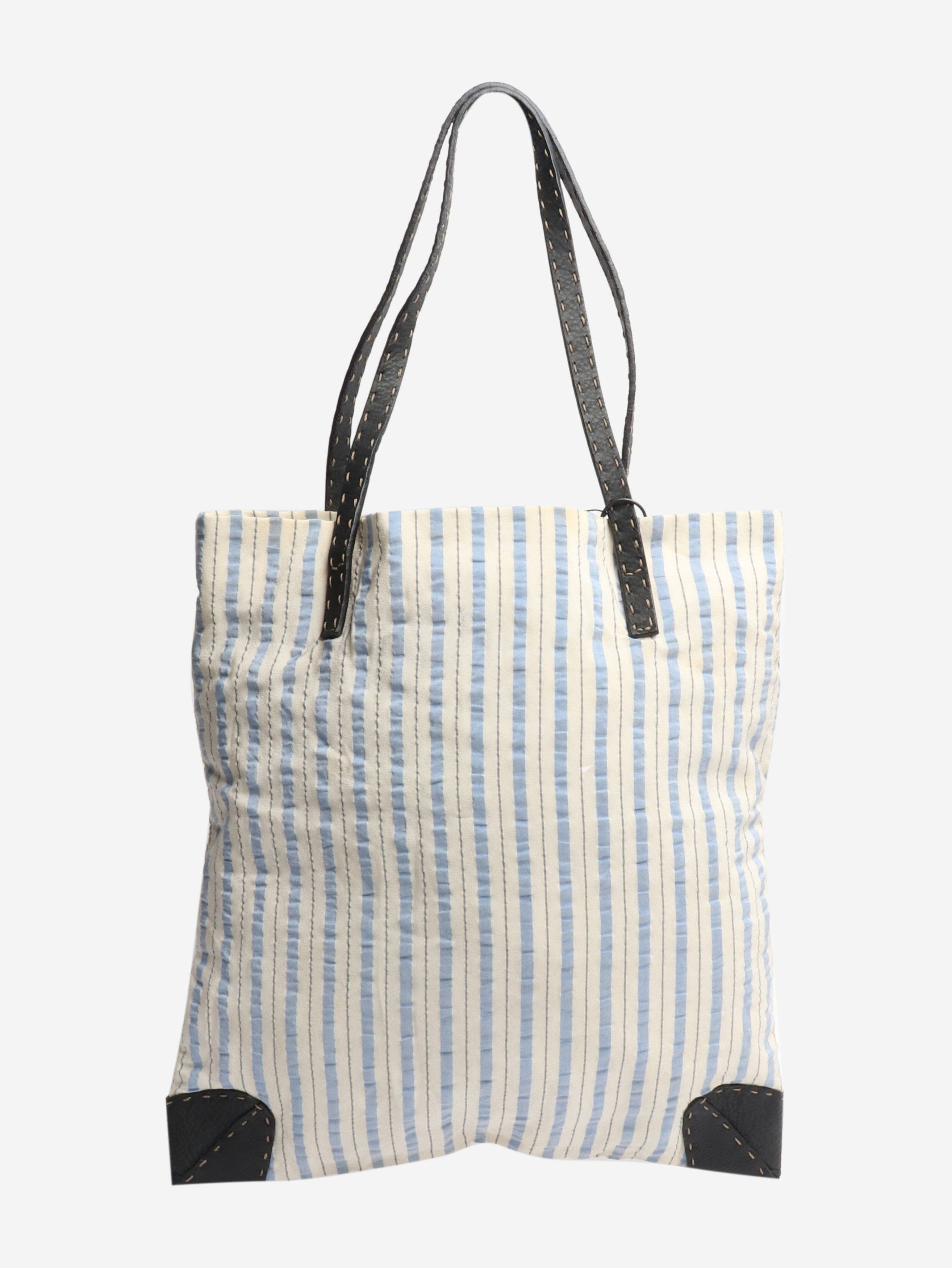 Fendi Cream and blue striped tote bag Size ONE SIZE - 3 Thumbnail