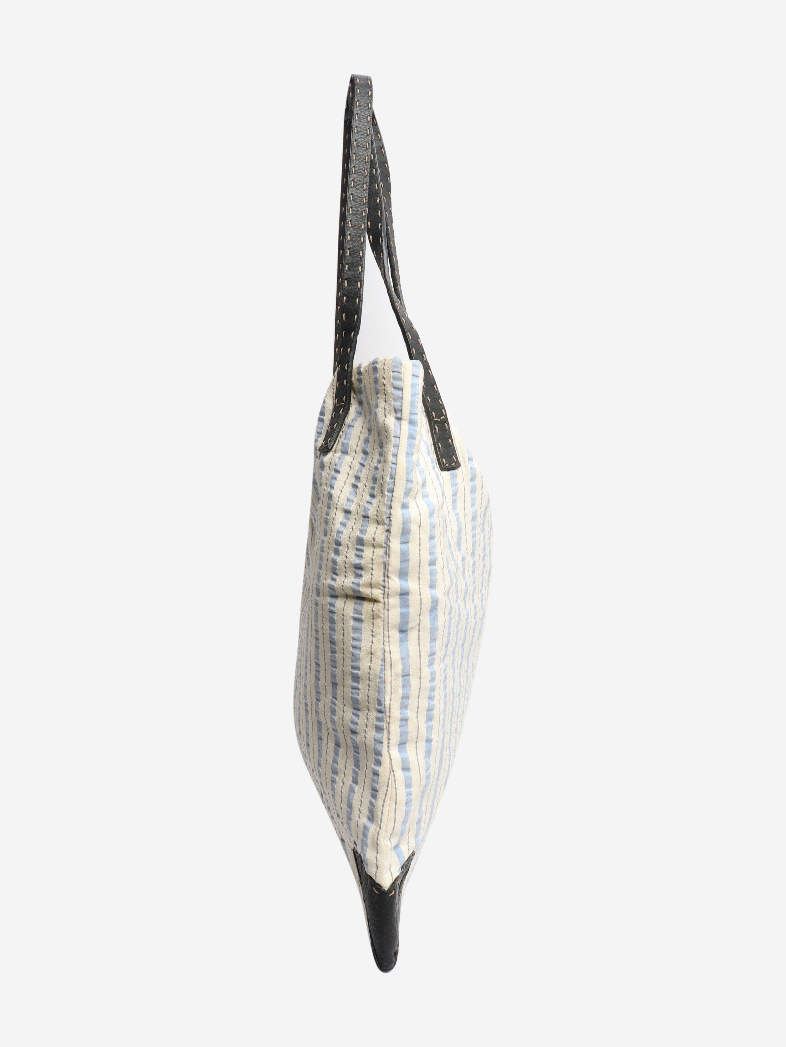 Fendi Cream and blue striped tote bag Size ONE SIZE - 2 Thumbnail