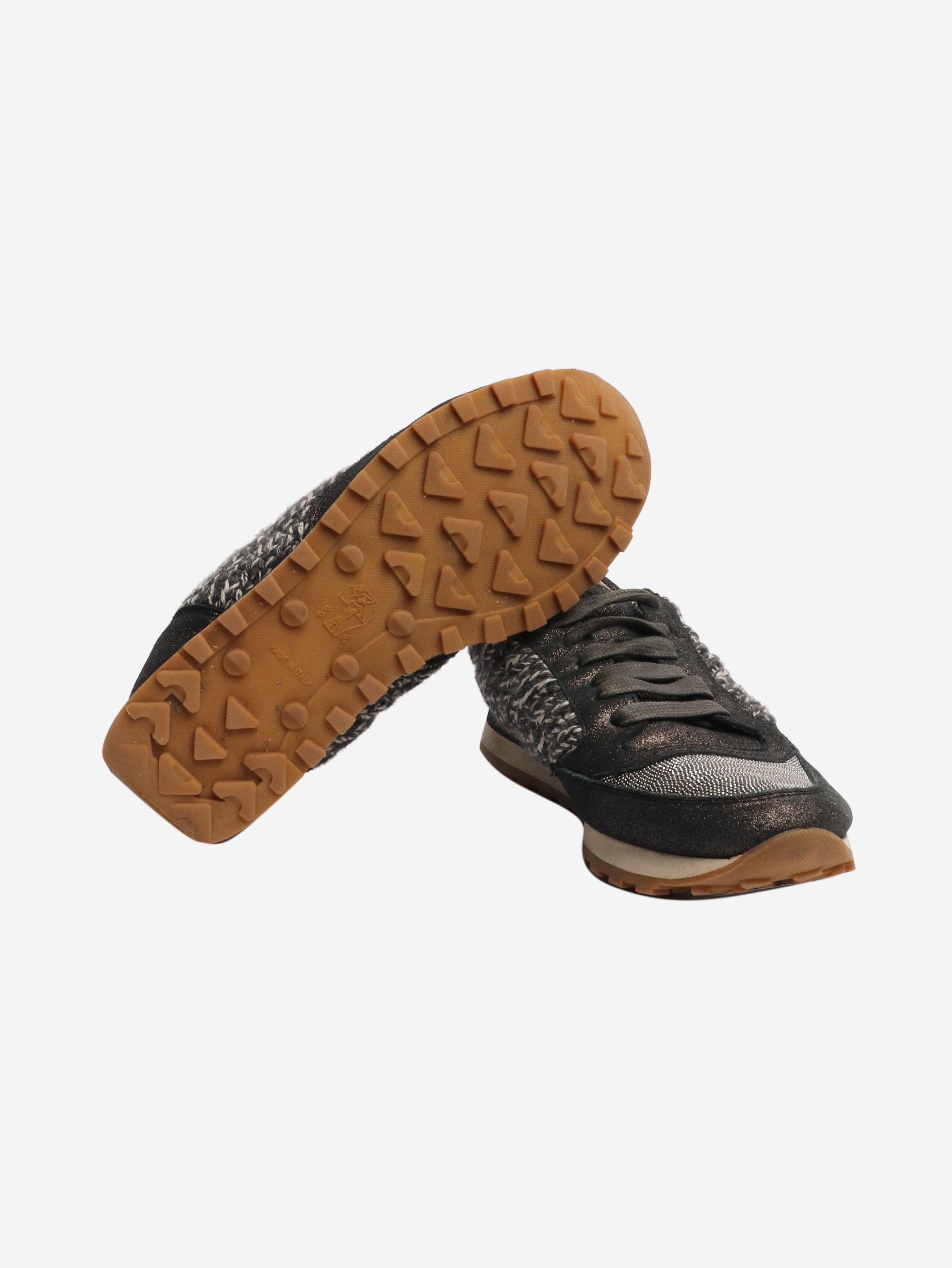 Brunello Cucinelli Dark grey sparkly tweed trainers - EU 38 Size US 7.5 / IT 37.5 - 6 Thumbnail