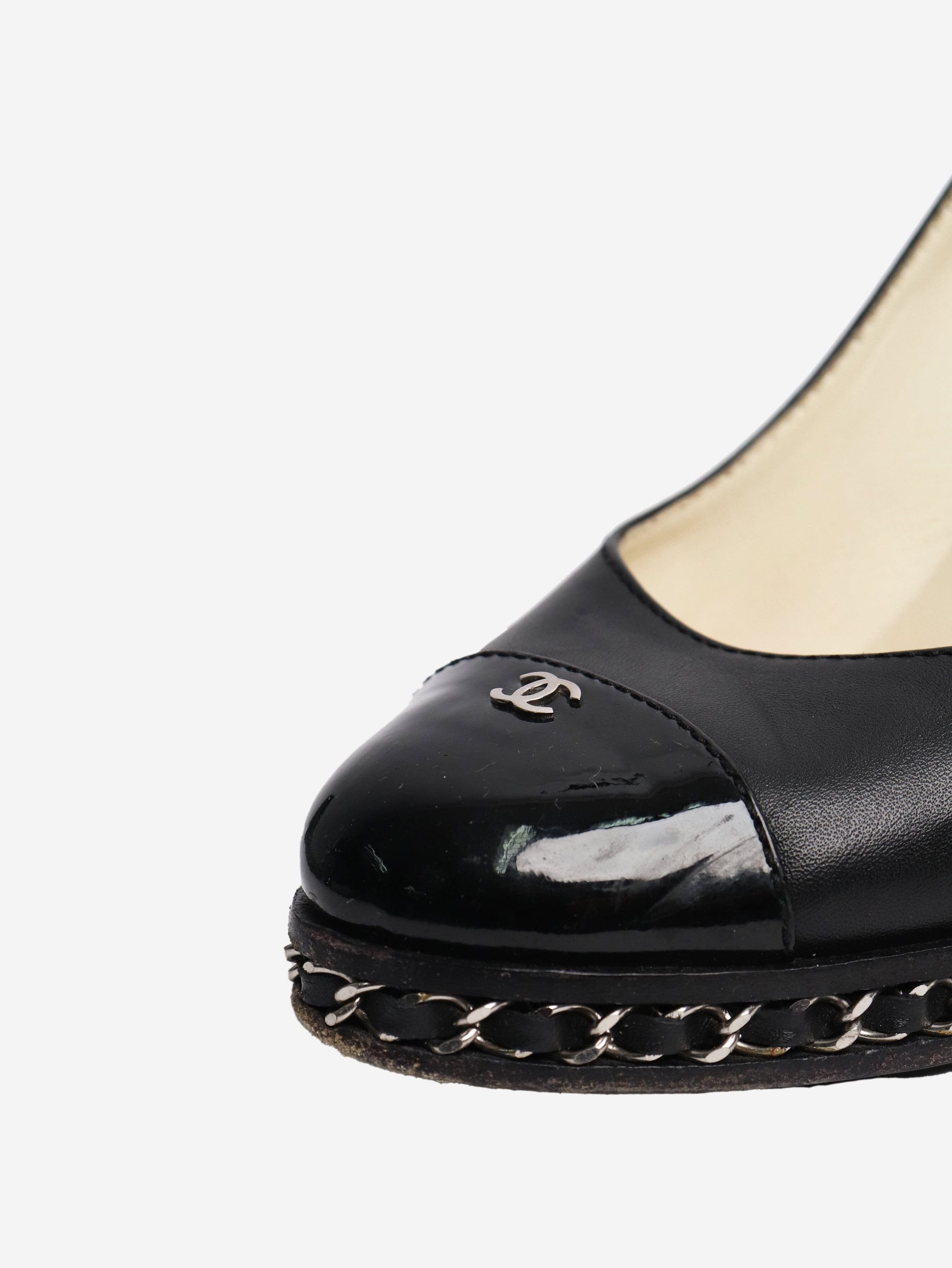 Chanel Black leather wedge pumps - EU 39 Size US 8 / IT 38 - 4 Thumbnail