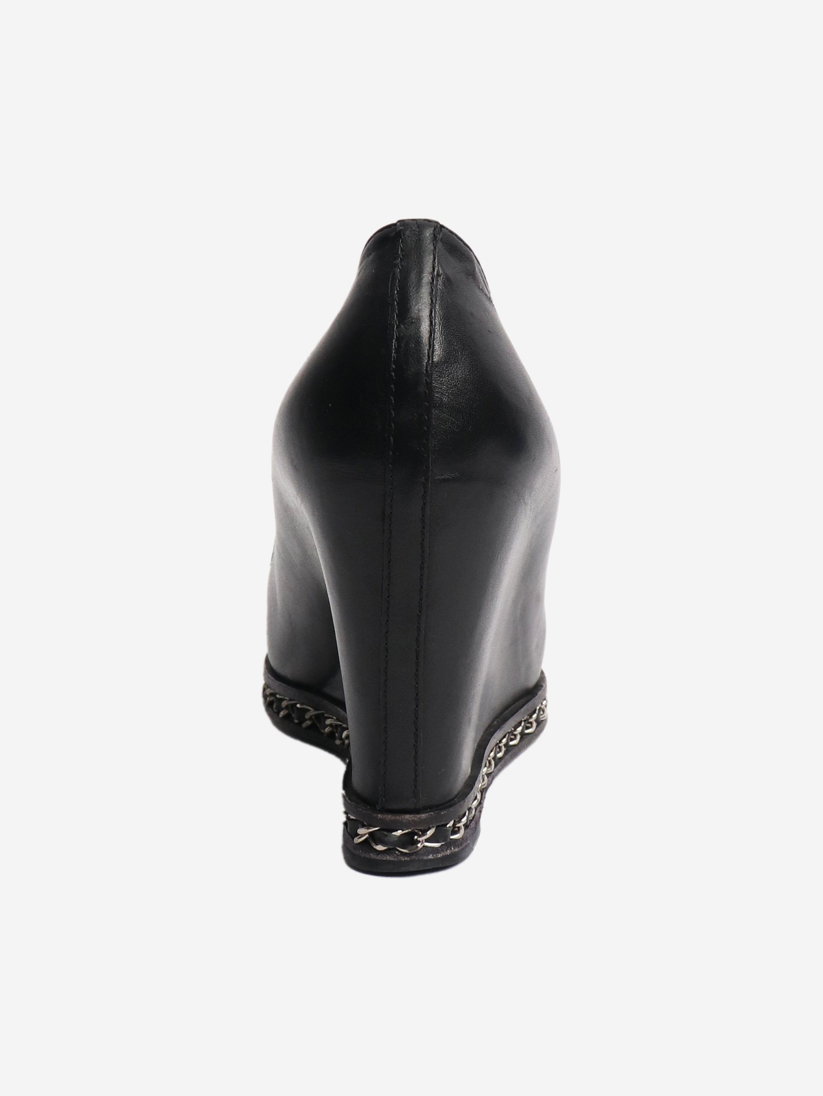 Chanel Black leather wedge pumps - EU 39 Size US 8 / IT 38 - 3 Thumbnail