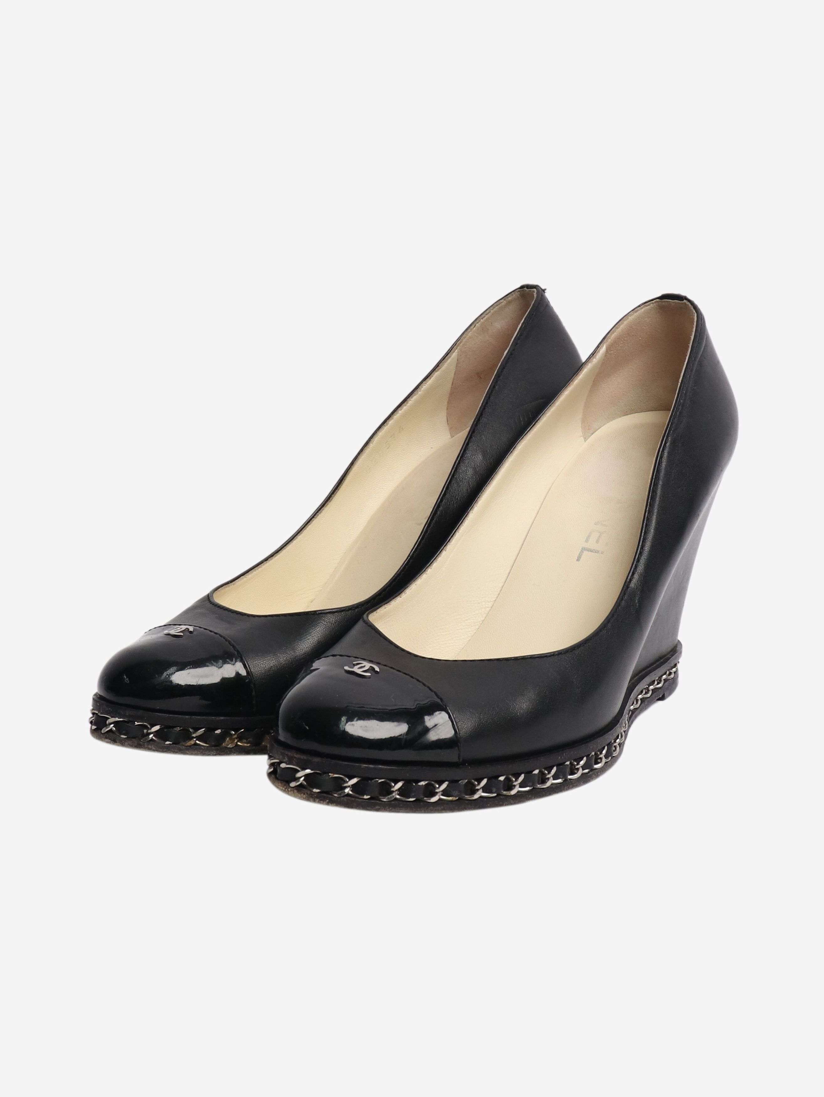 Chanel Black leather wedge pumps - EU 39 Size US 8 / IT 38 - 2 Thumbnail