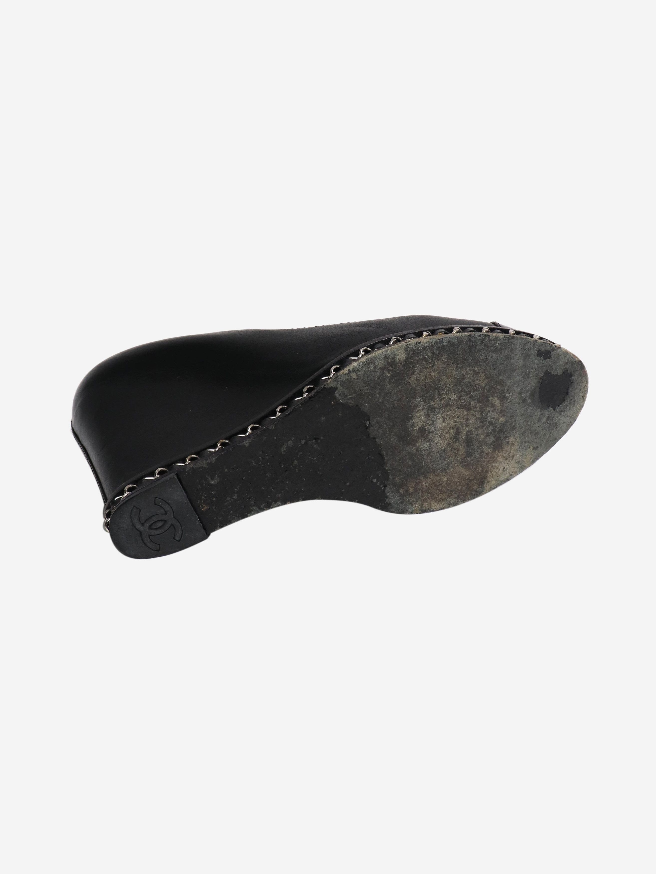 Chanel Black leather wedge pumps - EU 39 Size US 8 / IT 38 - 6 Thumbnail