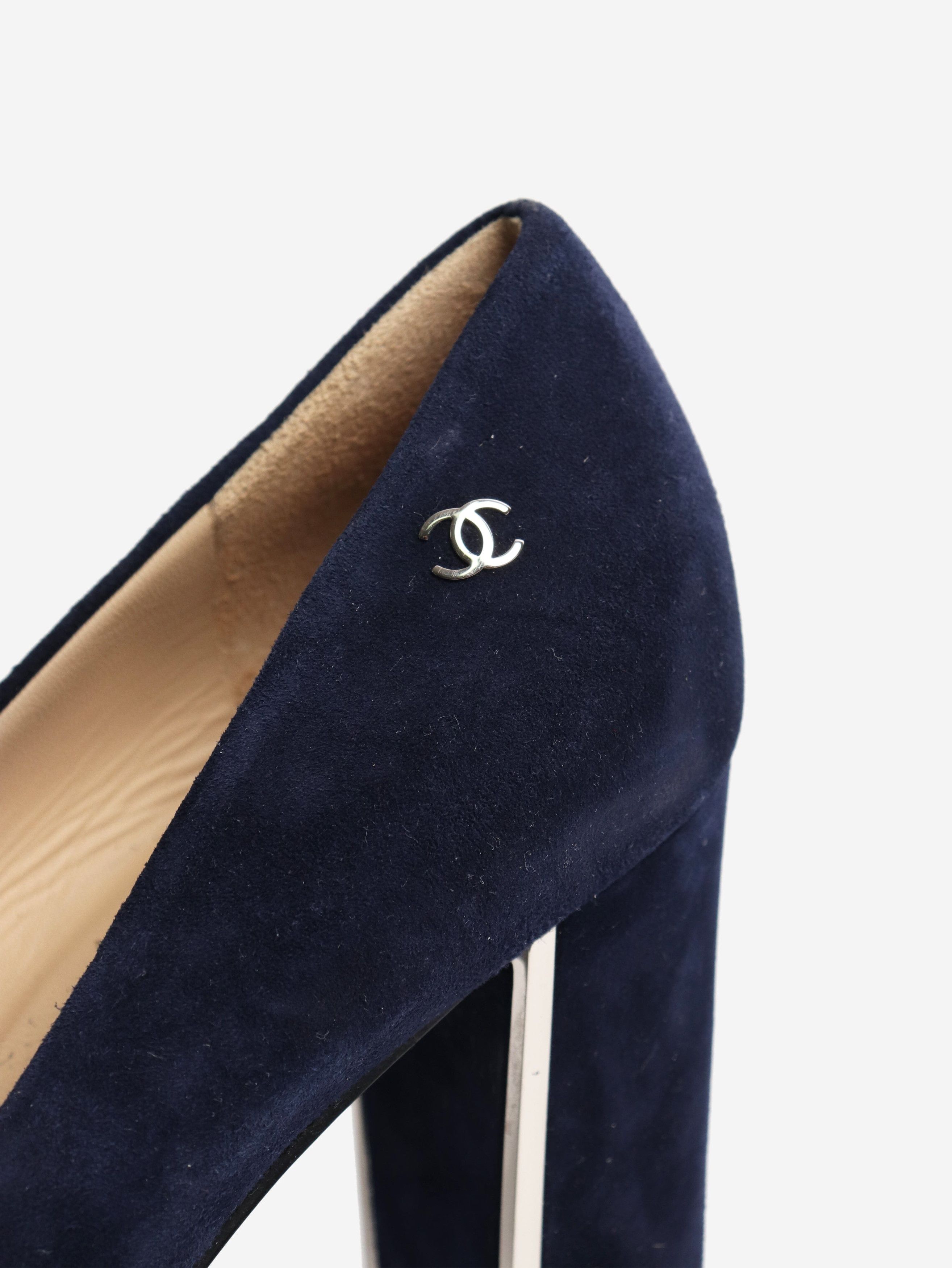 Chanel Navy suede pumps - EU 39.5 Size US 8 / IT 38 - 5 Thumbnail