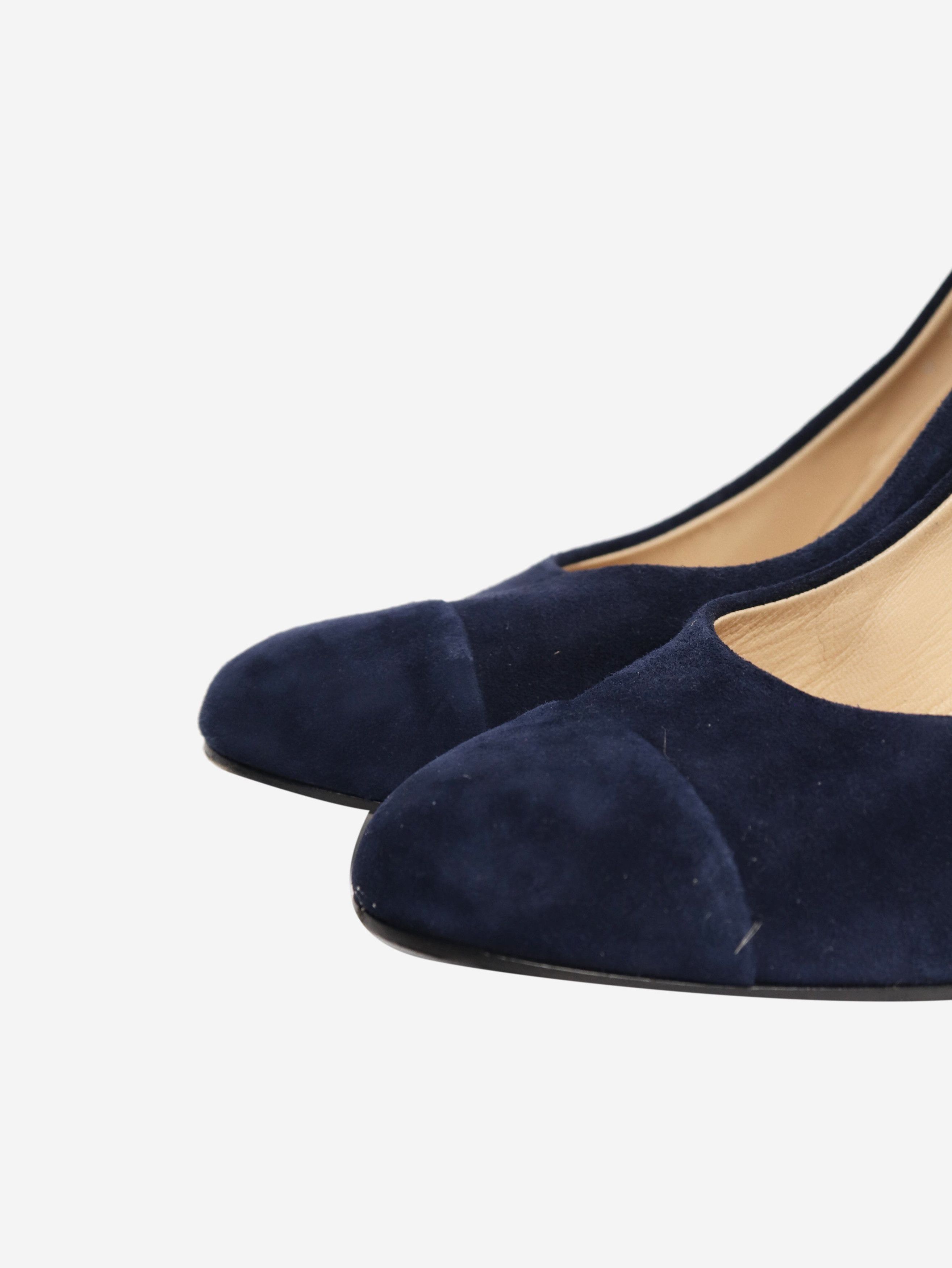 Chanel Navy suede pumps - EU 39.5 Size US 8 / IT 38 - 6 Thumbnail