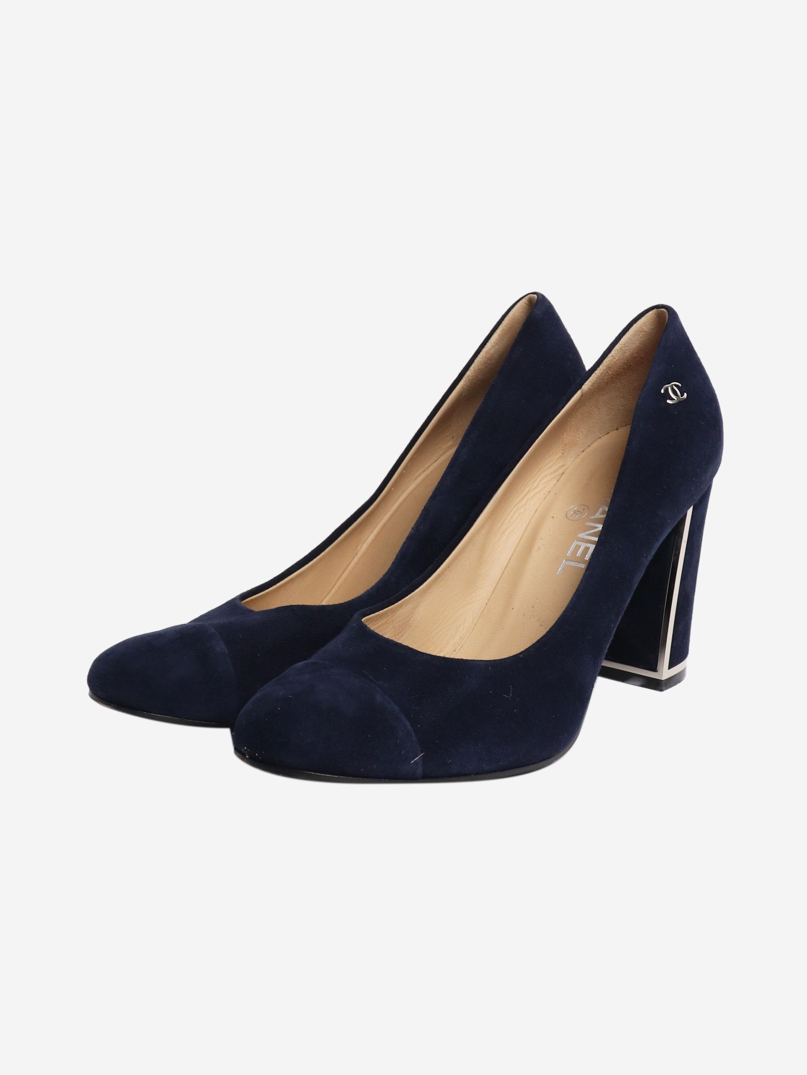 Chanel Navy suede pumps - EU 39.5 Size US 8 / IT 38 - 2 Thumbnail