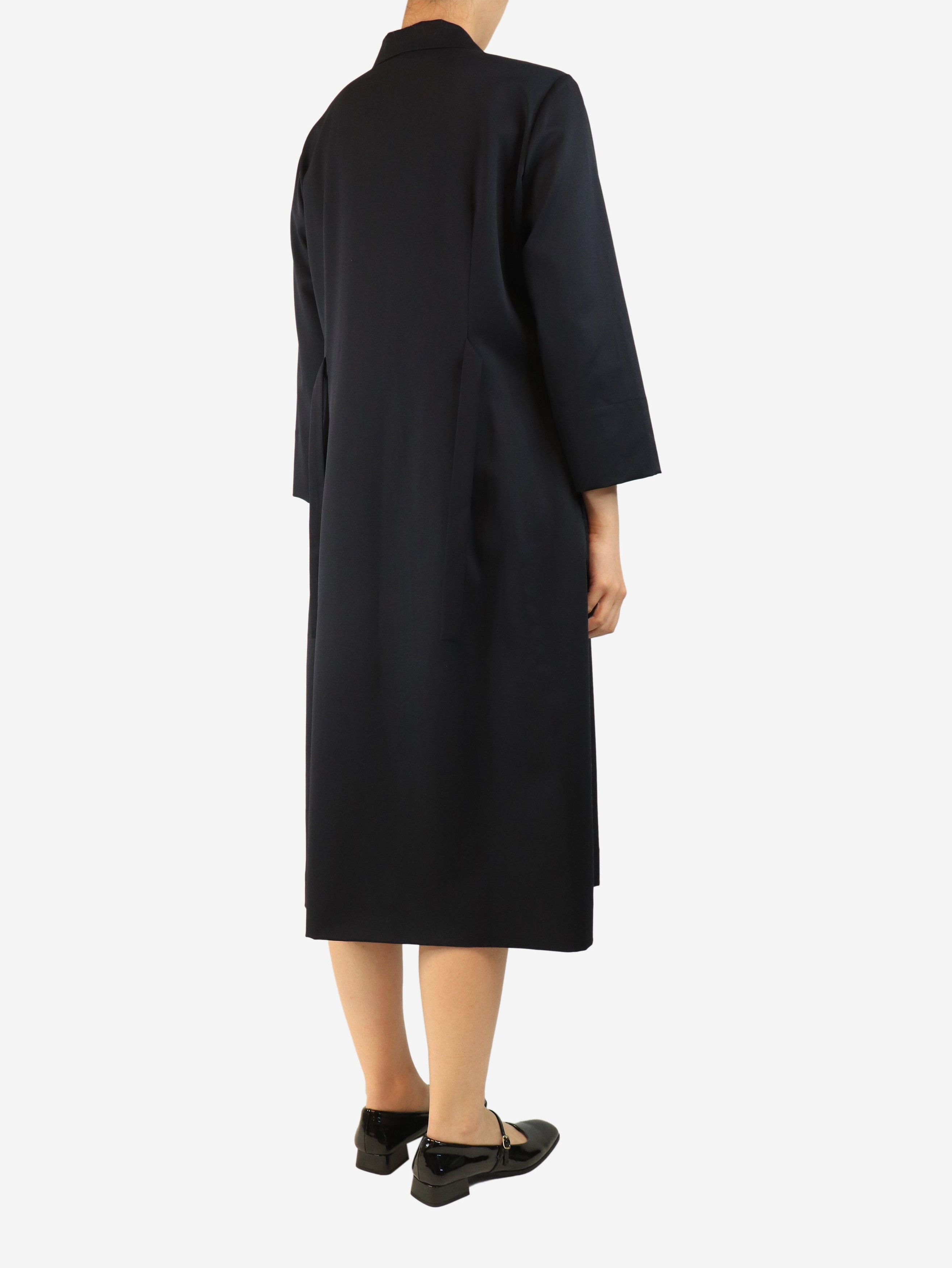 Margaret Howell Navy pleated wool midi dress - UK 12 Size M / US 6-8 / IT 42-44 - 2 Thumbnail