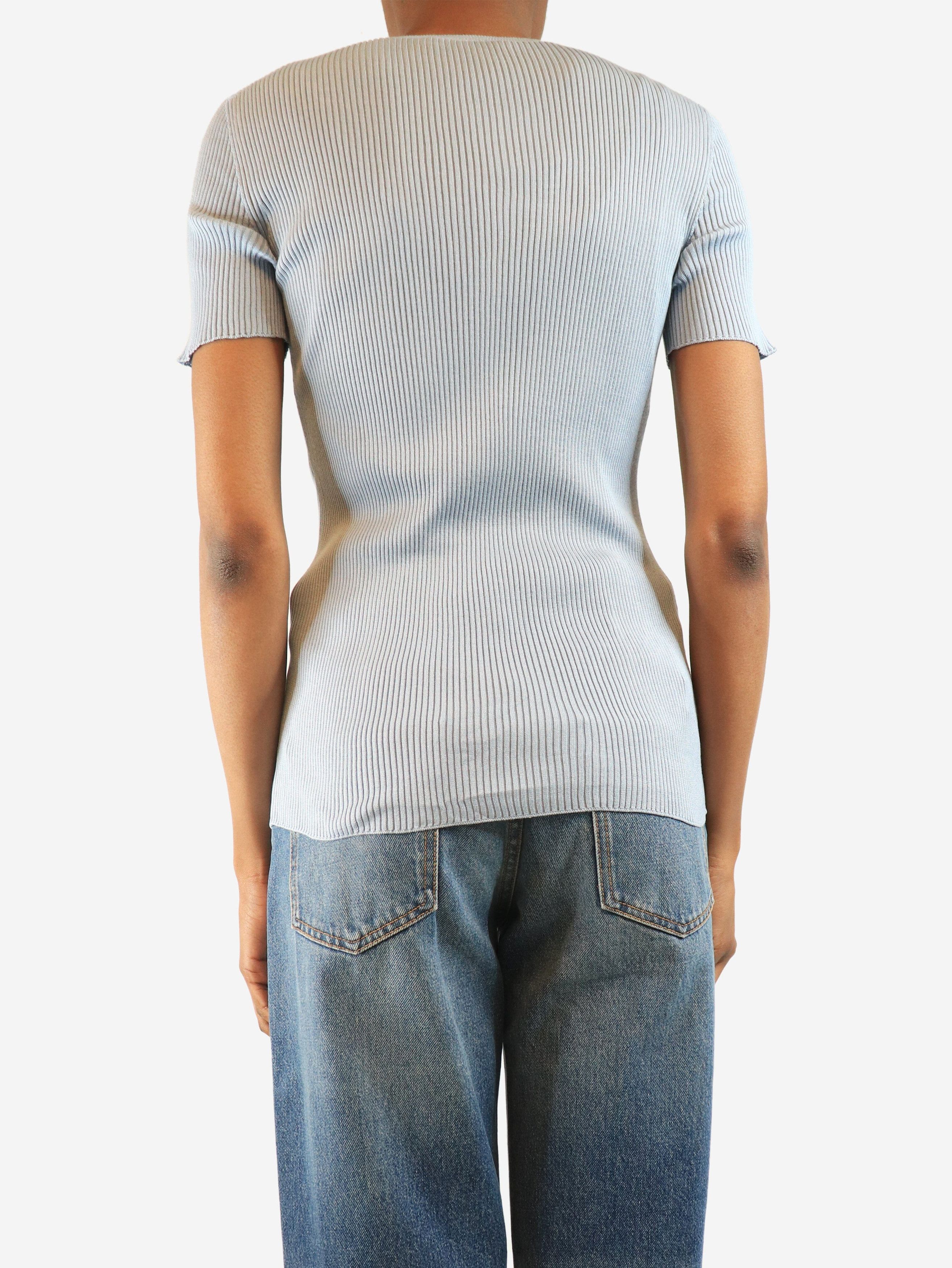 Prada Light blue silk crewneck top - UK 8 Size S / US 4 / IT 40 - 2 Thumbnail