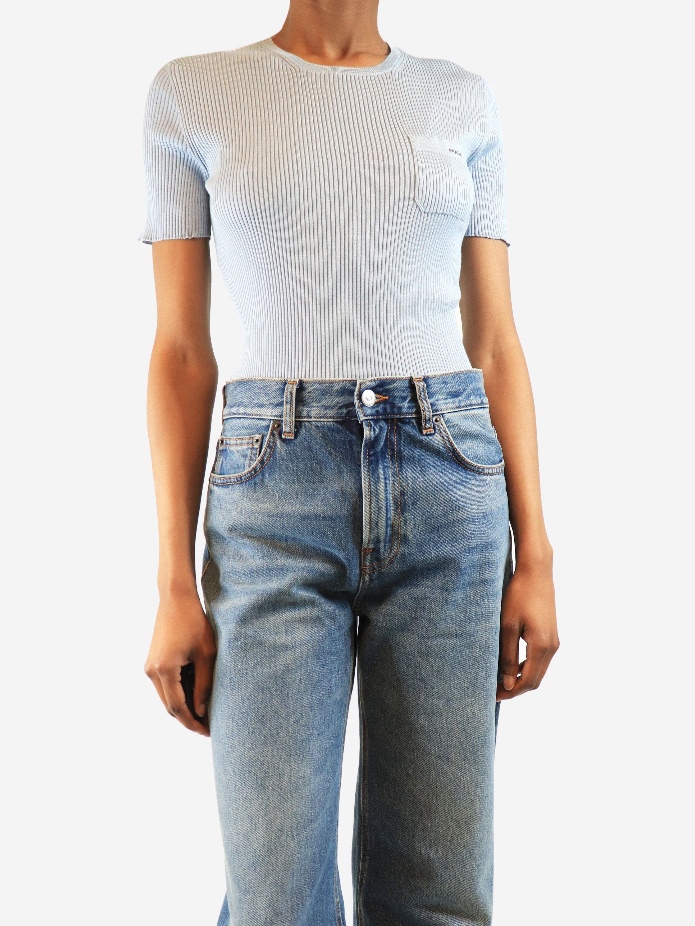 Prada Light blue silk crewneck top - UK 8 Size S / US 4 / IT 40 - 3 Thumbnail