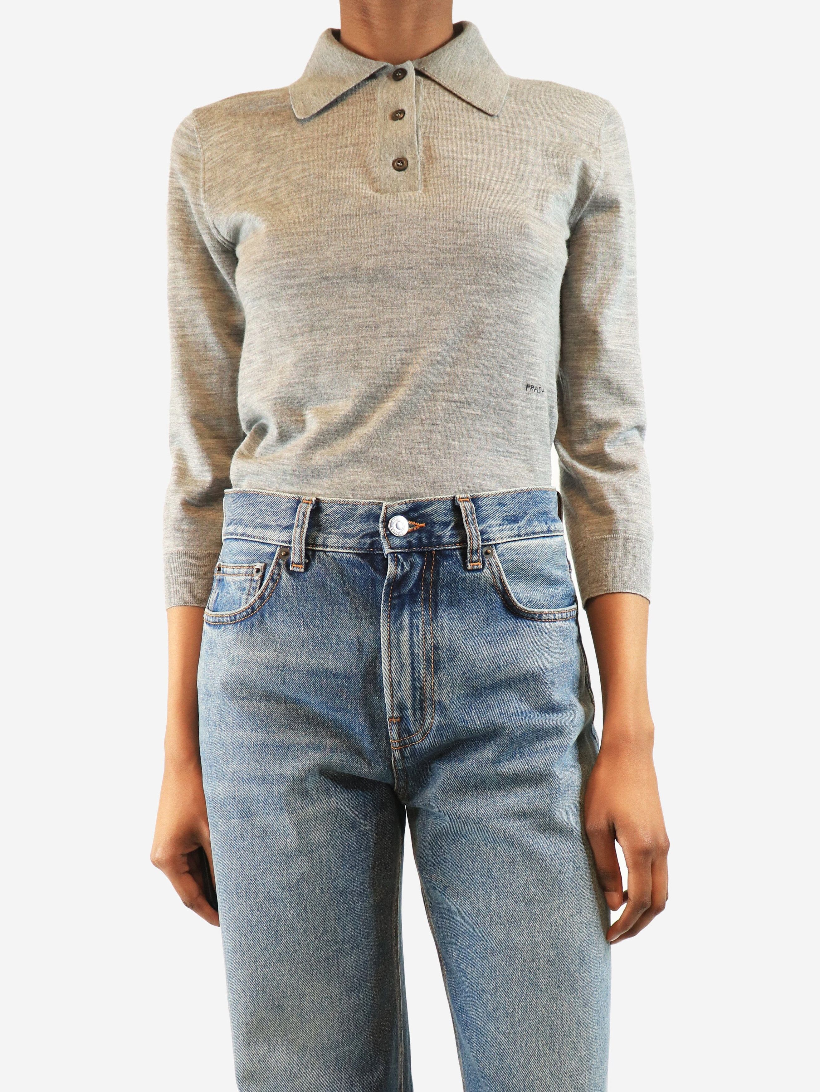 Prada Light grey marl polo top - UK 8 Size S / US 4 / IT 40 - 4 Thumbnail