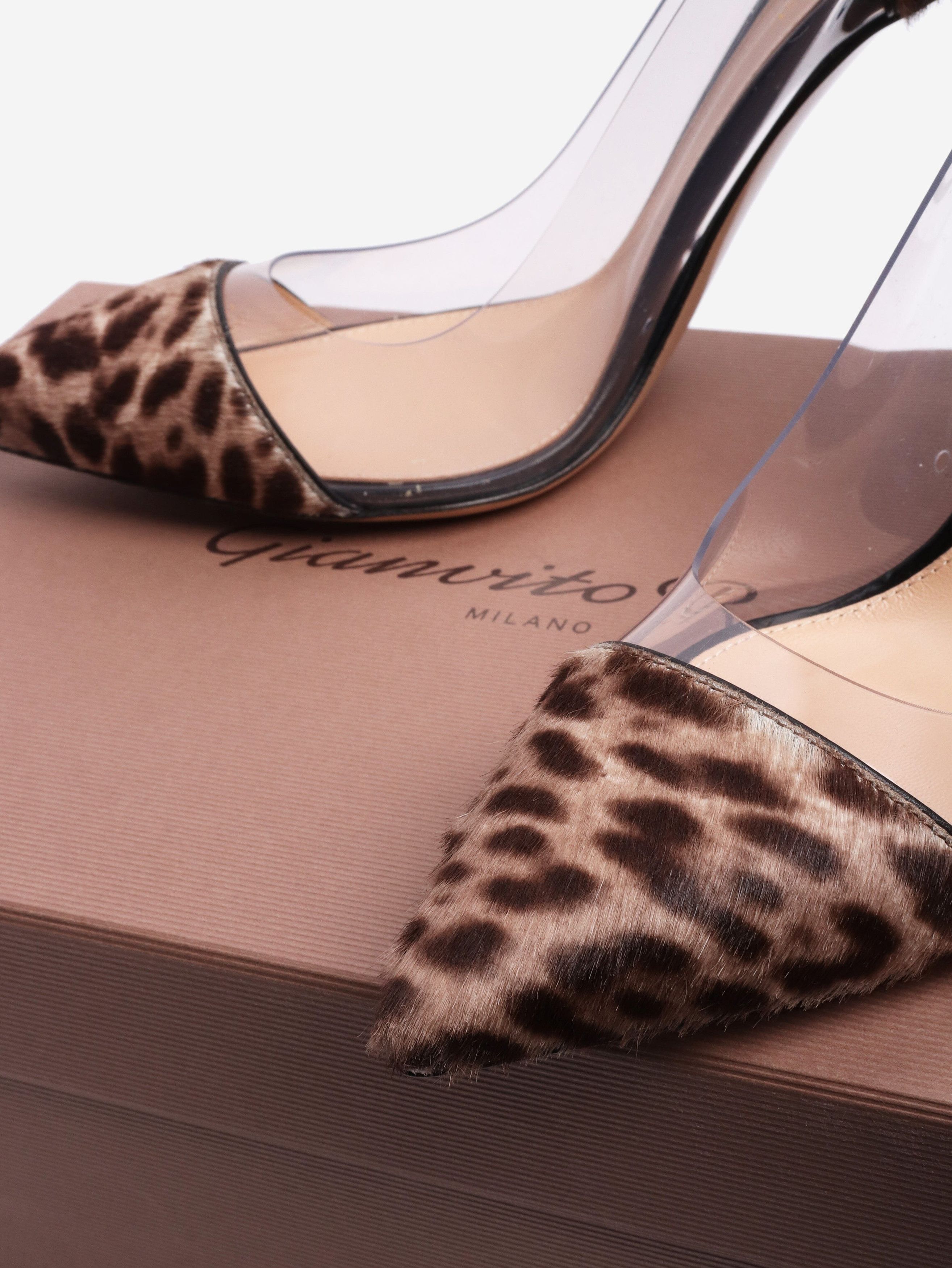 Gianvito Rossi Brown pony hair leopard PVC heels - EU 37.5 (UK 4.5) Size US 6 / IT 36 - 6 Thumbnail