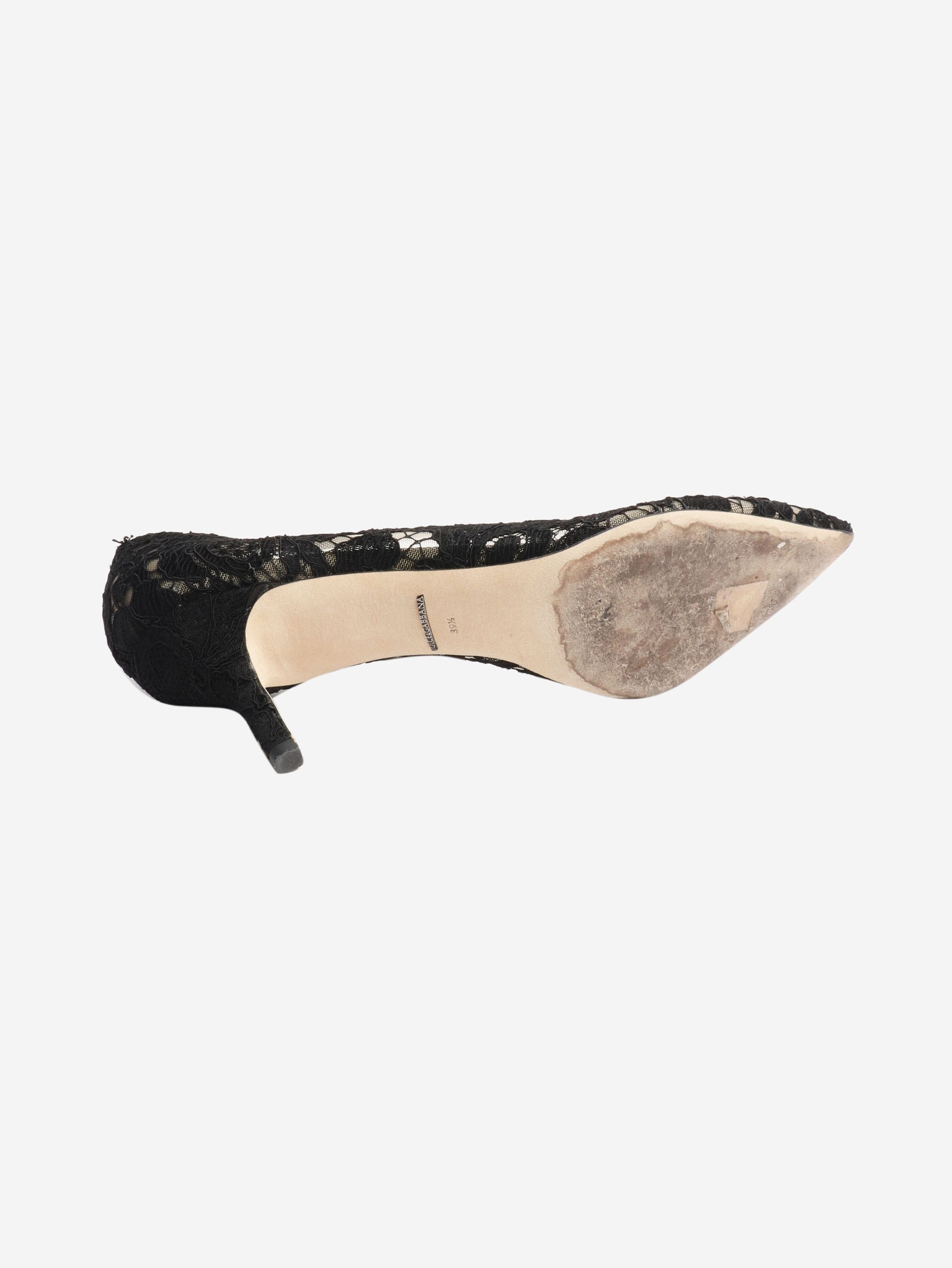 Dolce & Gabbana Black bejewelled lace pumps - EU 39.5 Size US 8 / IT 38 - 5 Thumbnail