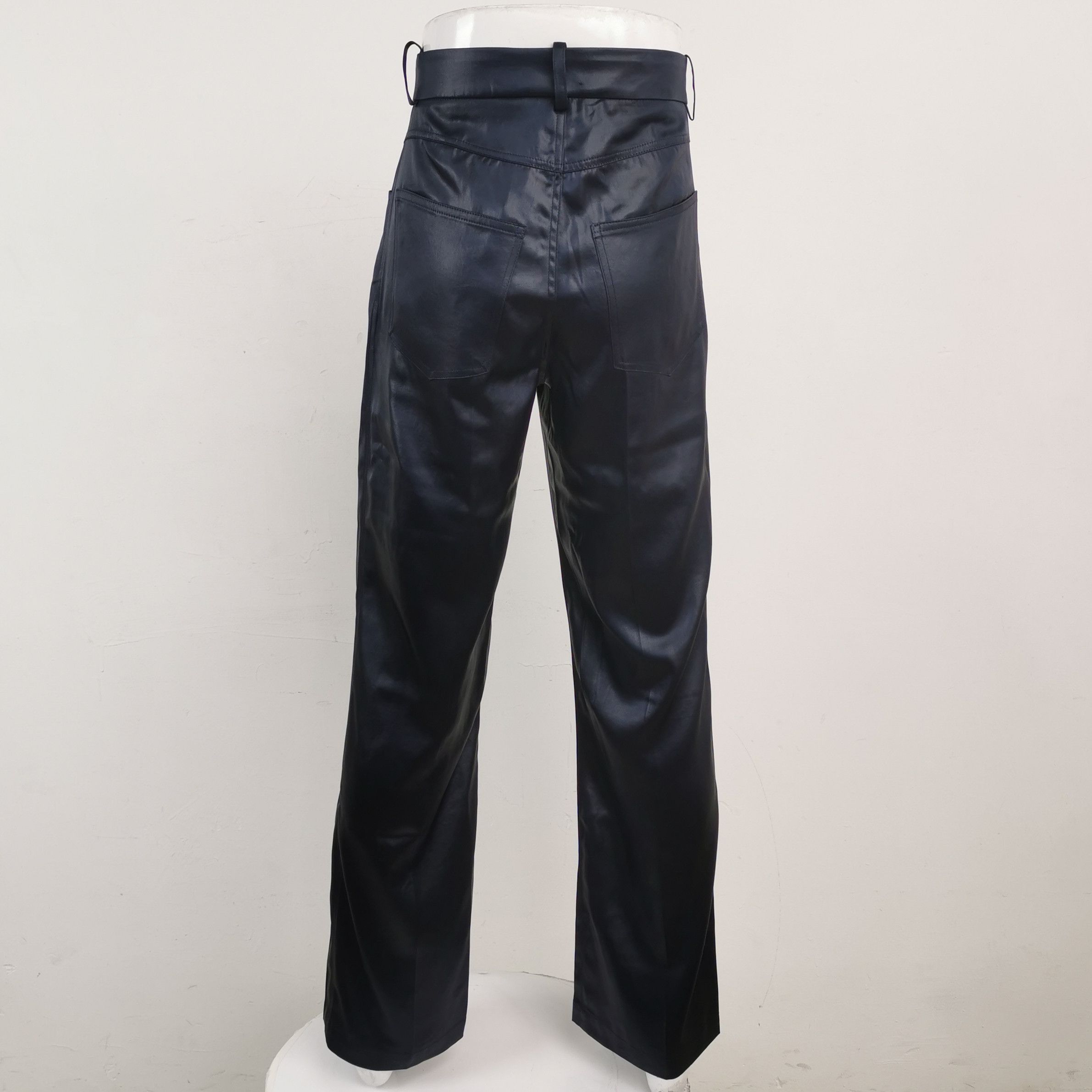 Nanushka Nanushka Dark Blue Sateen Pants Size S Size 30" / US 8 / IT 44 - 3 Thumbnail