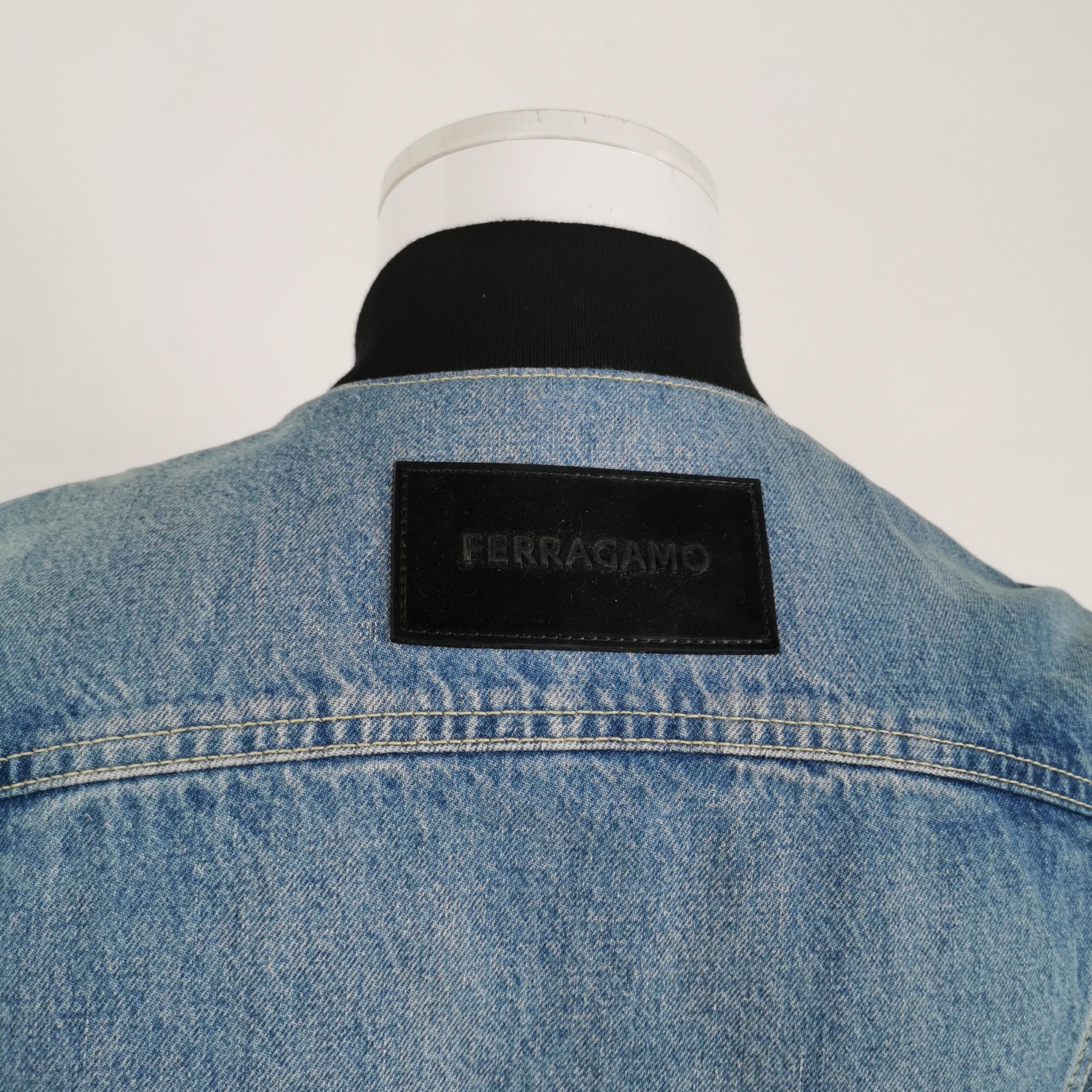 Salvatore Ferragamo Salvatore Ferragamo Leather Sleeve Denim Jacket 48 Size US M / EU 48-50 / 2 - 4 Thumbnail
