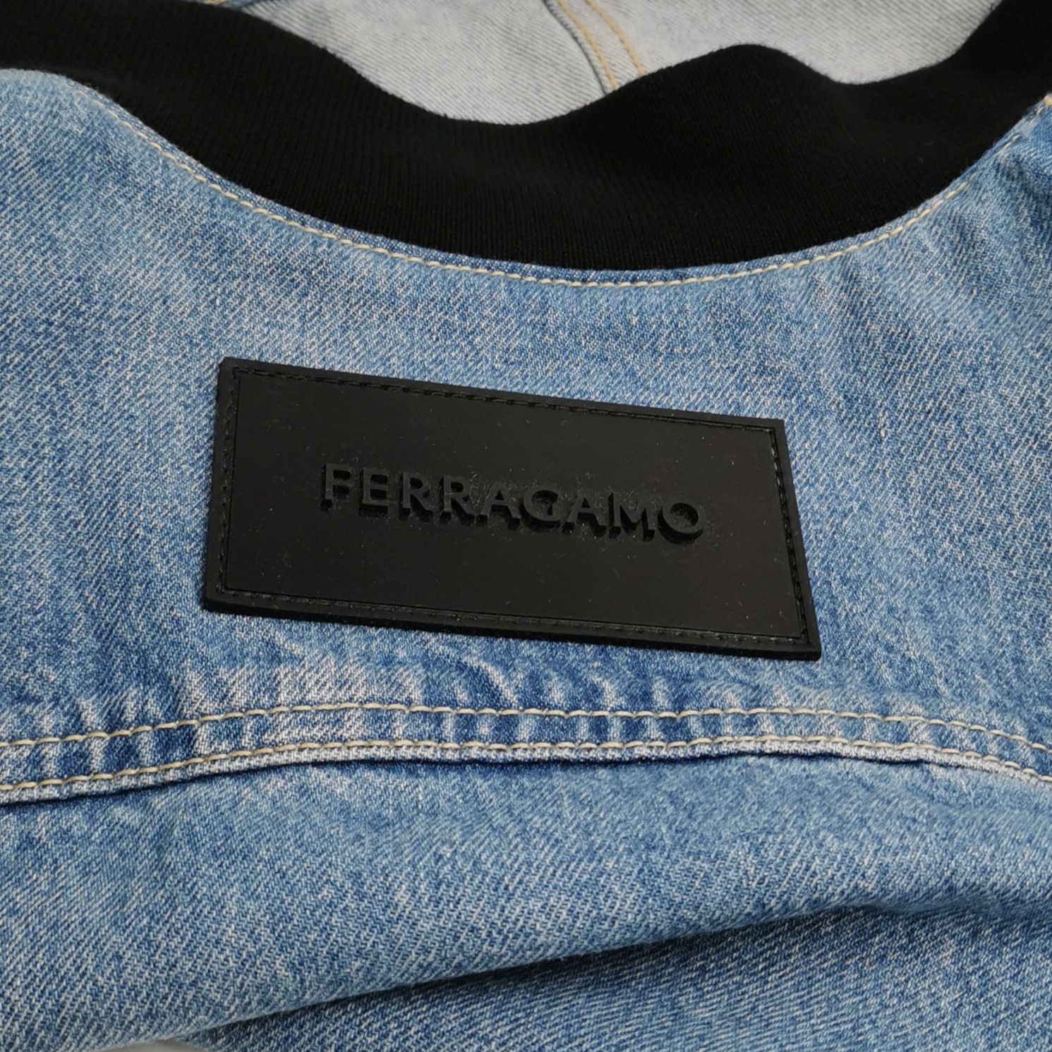 Salvatore Ferragamo Salvatore Ferragamo Leather Sleeve Denim Jacket EU 48 Size US M / EU 48-50 / 2 - 4 Thumbnail