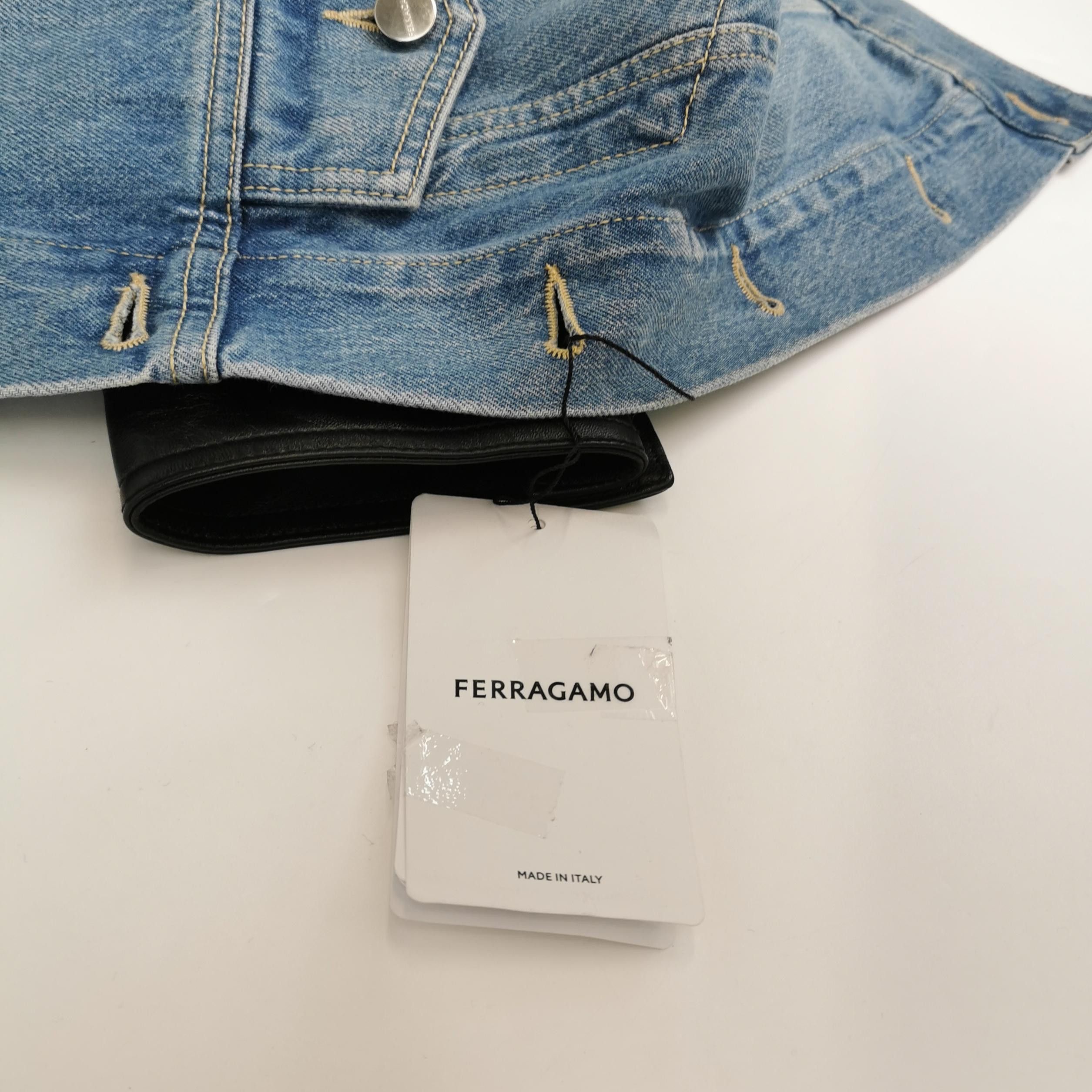 Salvatore Ferragamo Salvatore Ferragamo Leather Sleeve Denim Jacket EU 48 Size US M / EU 48-50 / 2 - 5 Thumbnail