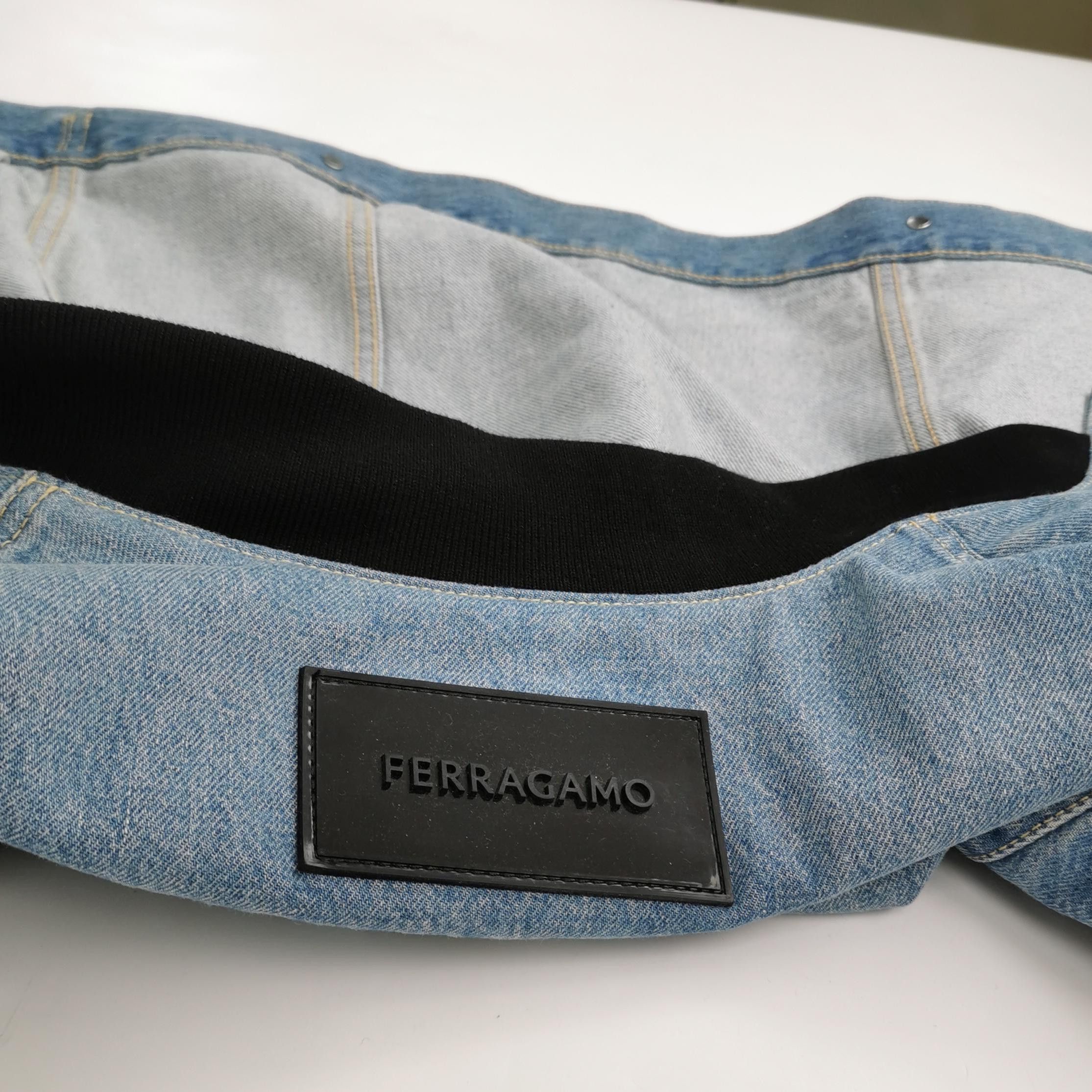 Salvatore Ferragamo Salvatore Ferragamo Leather Sleeve Denim Jacket 50 Size US M / EU 48-50 / 2 - 4 Thumbnail
