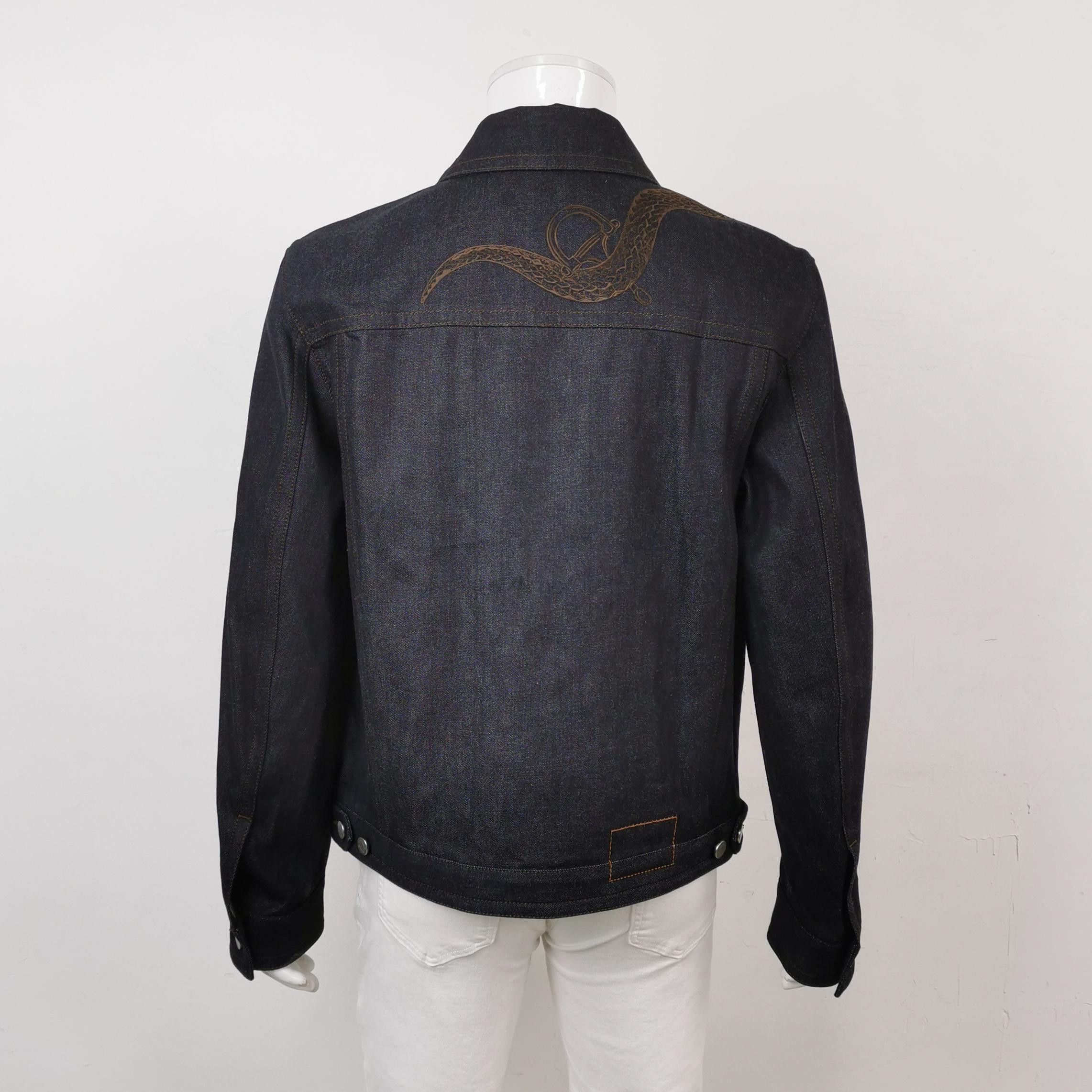 Hermes Hermes Snake Embroidered Denim Jacket Size 52 Size US L / EU 52-54 / 3 - 3 Thumbnail