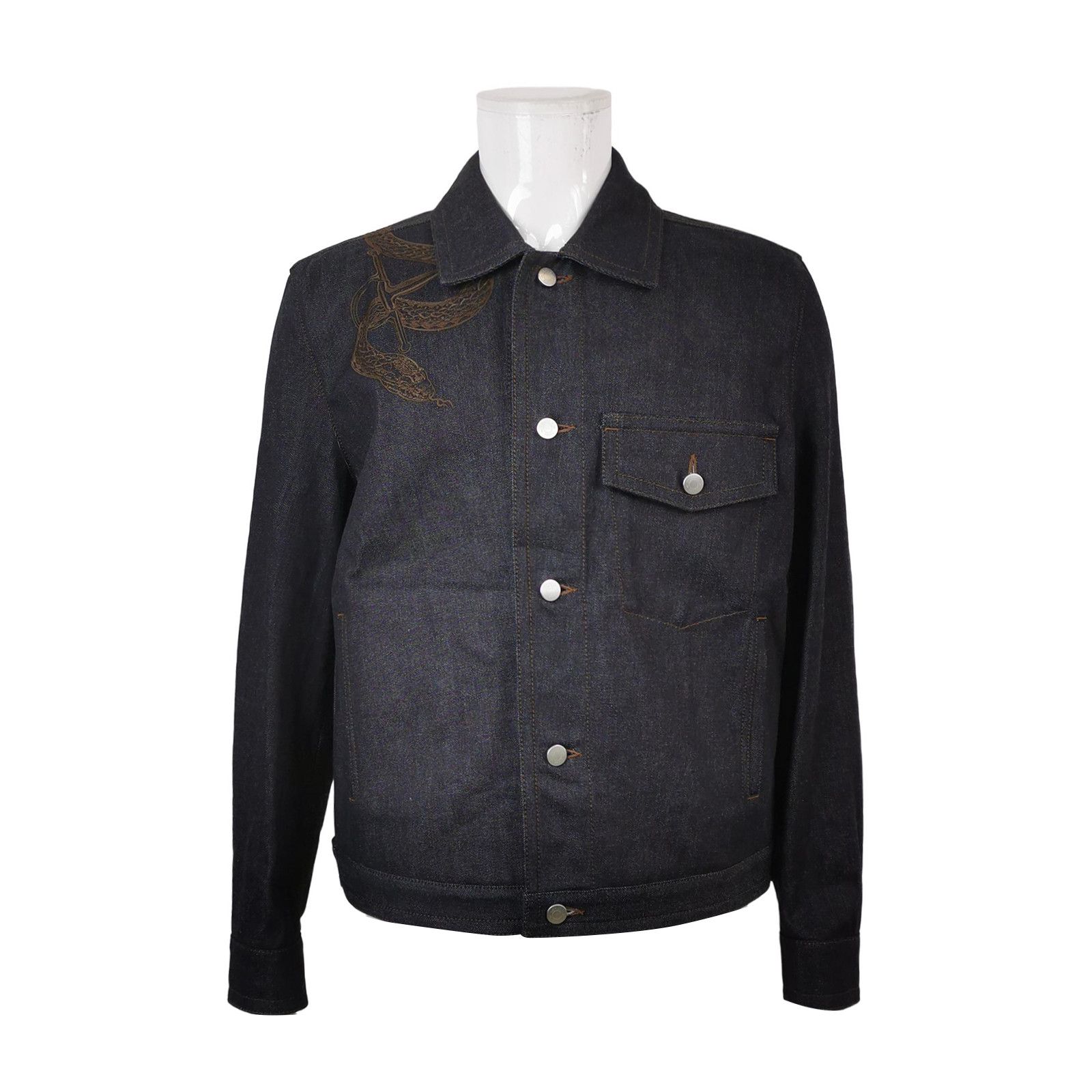 Hermes Hermes Snake Embroidered Denim Jacket Size 52 Size US L / EU 52-54 / 3 - 2 Thumbnail