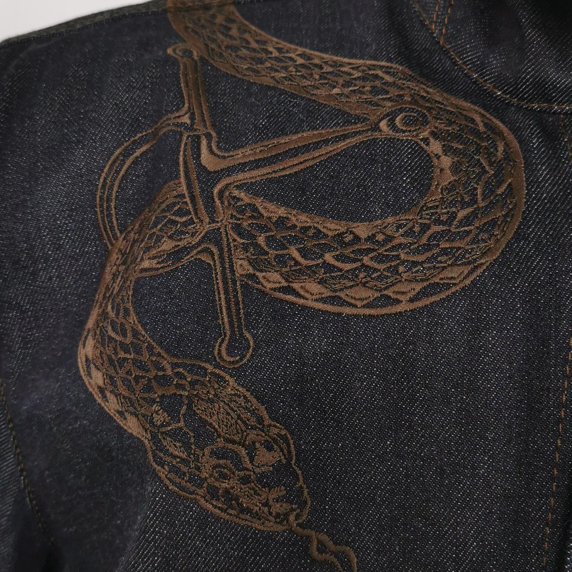 Hermes Hermes Snake Embroidered Denim Jacket Size 52 Size US L / EU 52-54 / 3 - 5 Thumbnail