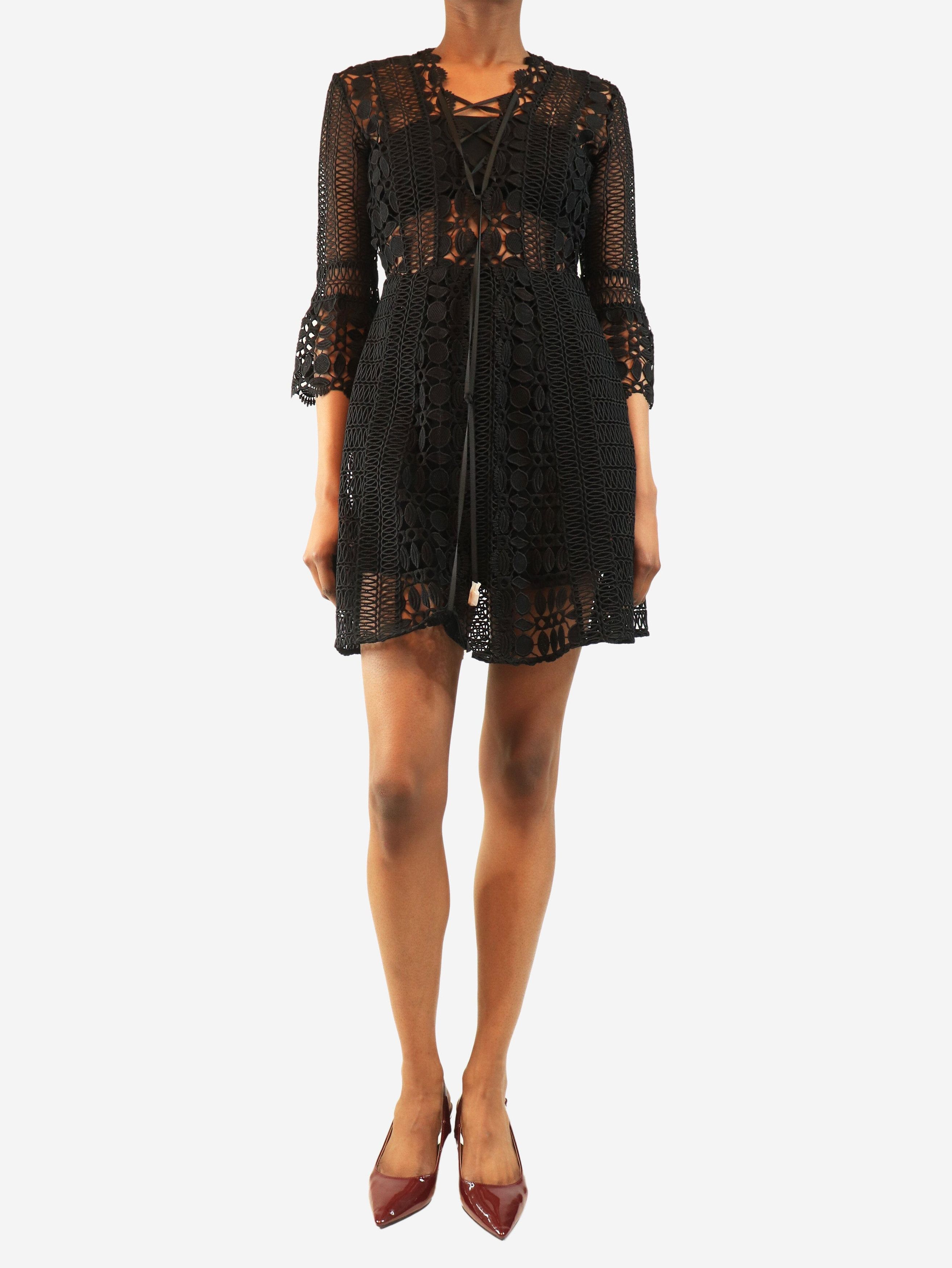 Self-Portrait Black A-line lace-up dress - UK 8 Size S / US 4 / IT 40 - 3 Thumbnail