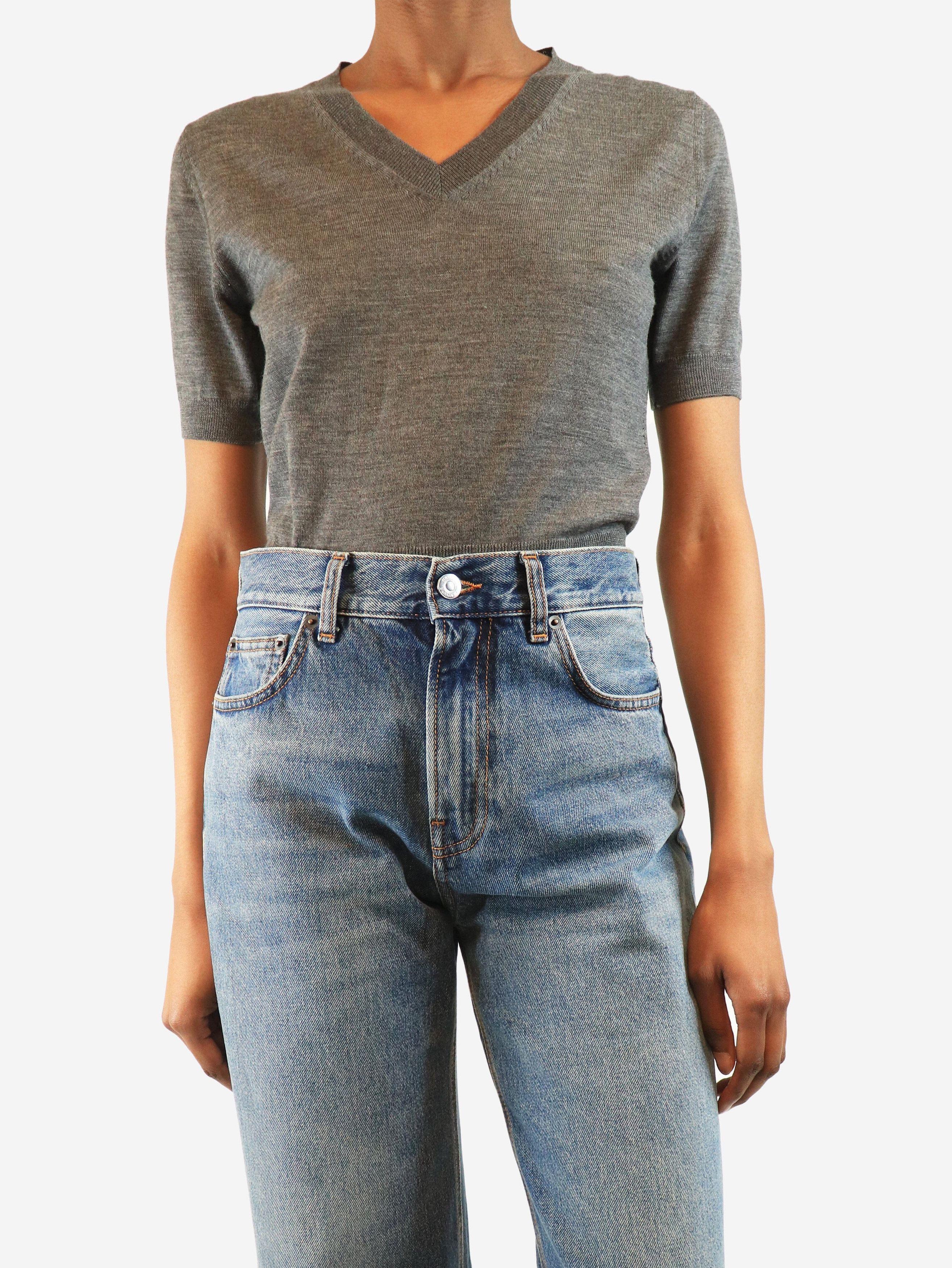 Brunello Cucinelli Taupe monili v-neck top - M Size M / US 6-8 / IT 42-44 - 2 Thumbnail