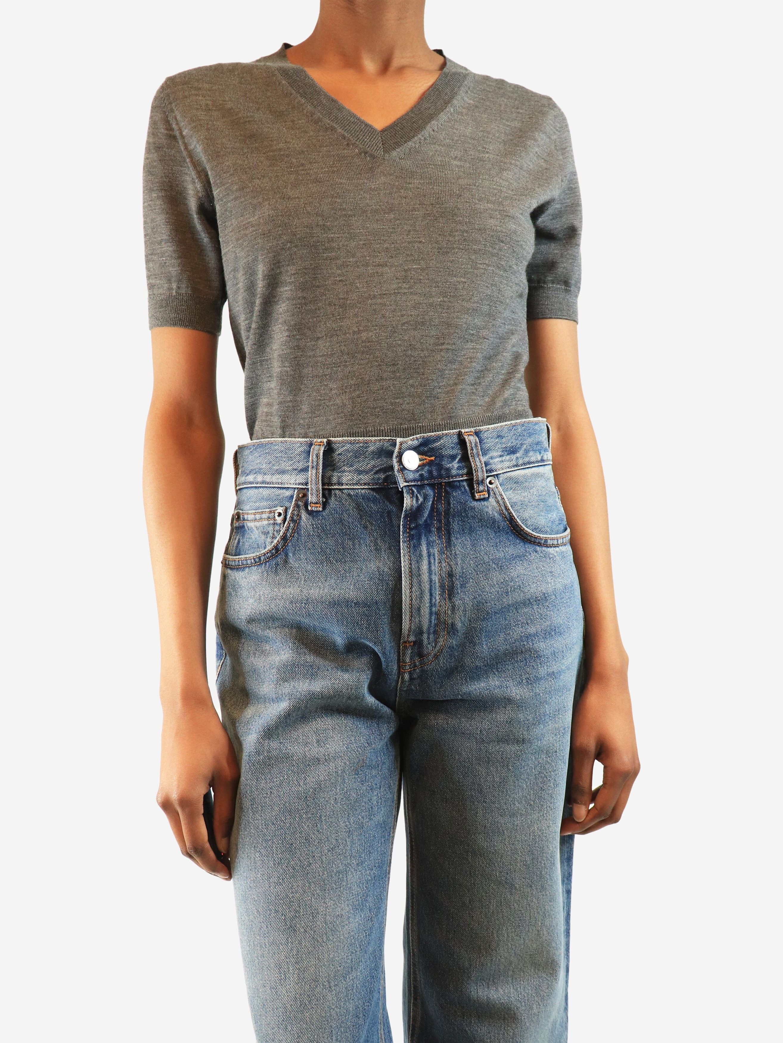 Brunello Cucinelli Taupe monili v-neck top - M Size M / US 6-8 / IT 42-44 - 3 Thumbnail