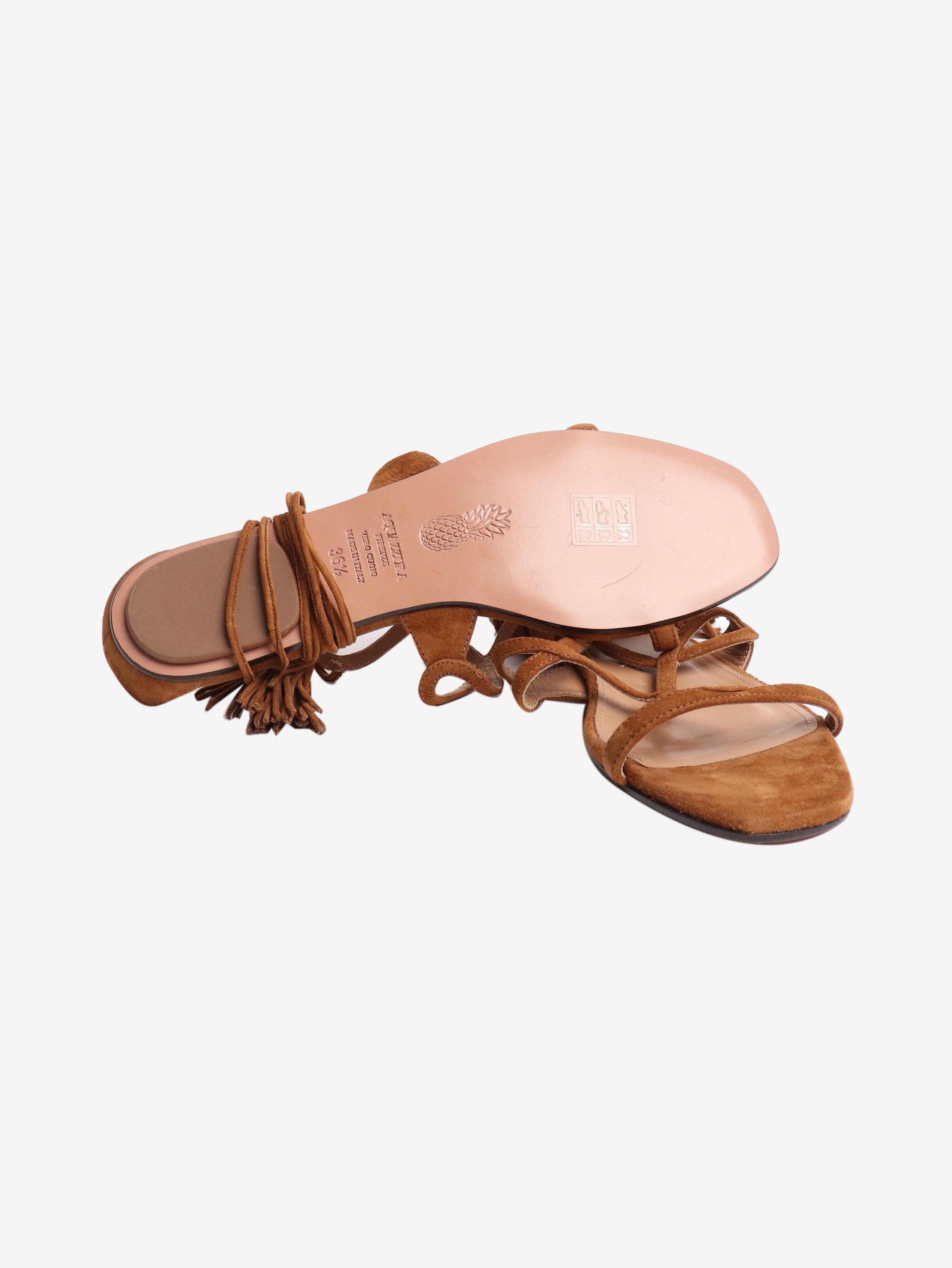 Aquazzura Tan Gitana 90mm suede sandals - EU 36.5 Size US 5 / IT 35 - 5 Thumbnail