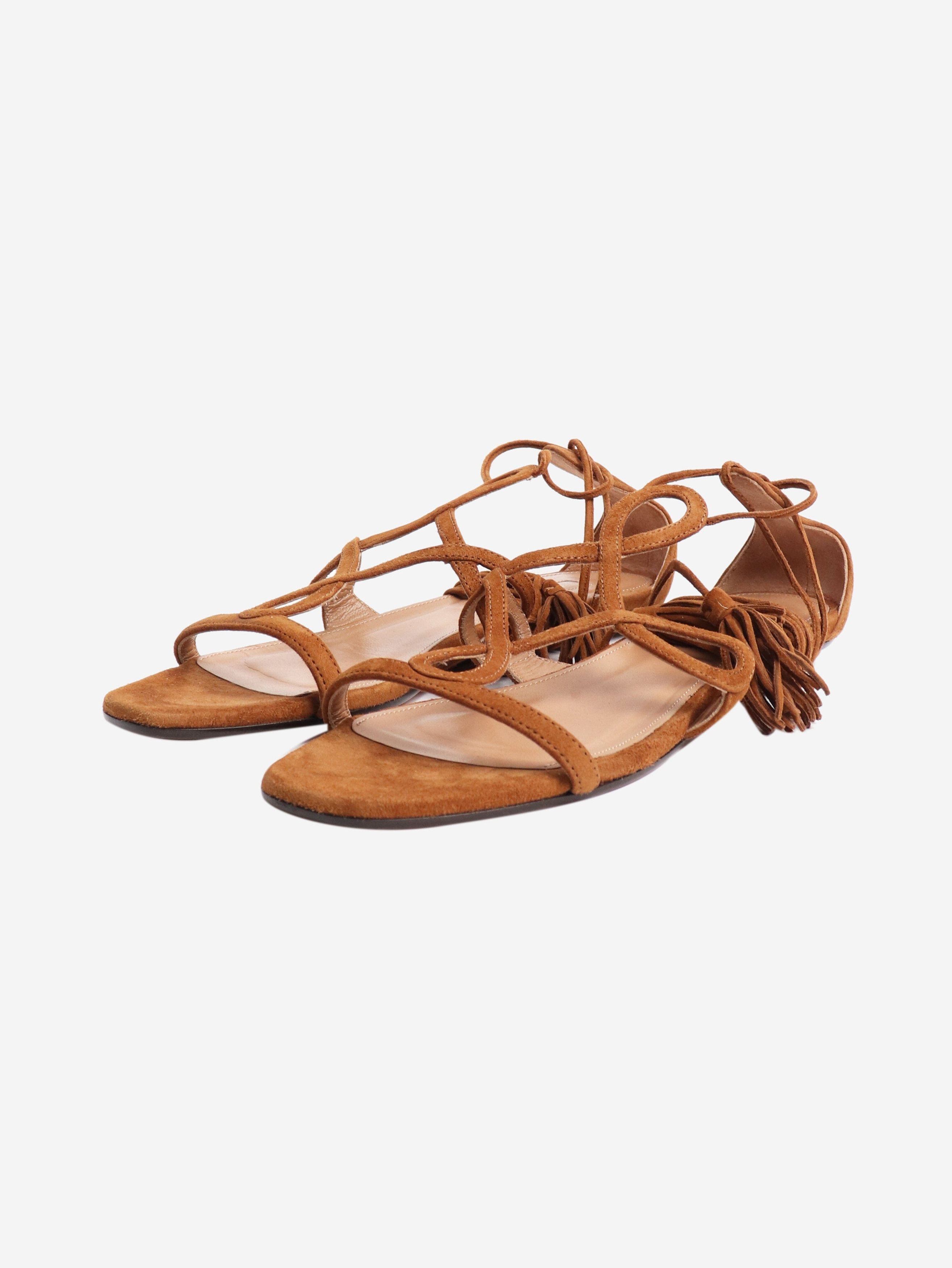Aquazzura Tan Gitana 90mm suede sandals - EU 36.5 Size US 5 / IT 35 - 2 Thumbnail