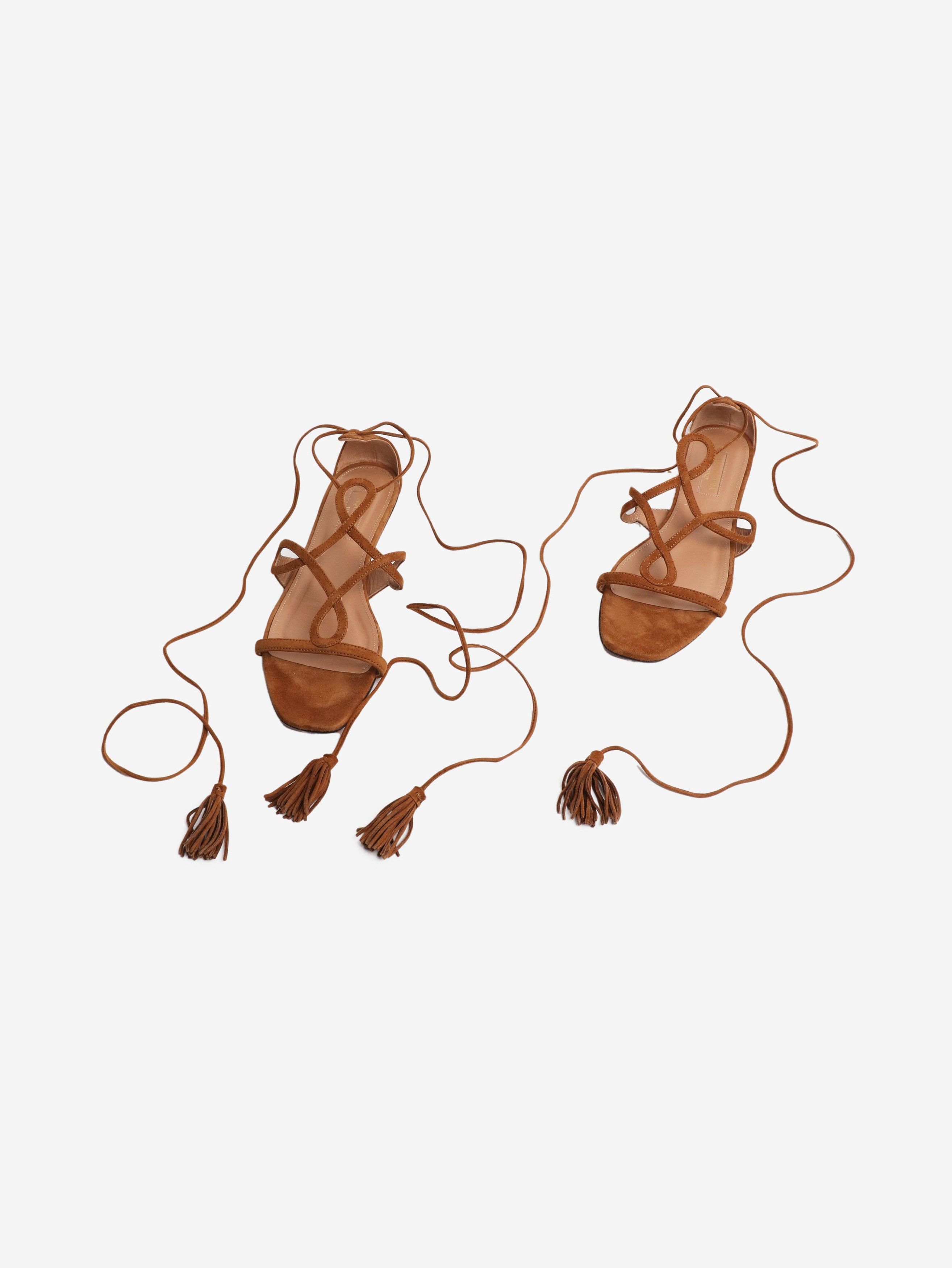 Aquazzura Tan Gitana 90mm suede sandals - EU 36.5 Size US 5 / IT 35 - 4 Thumbnail