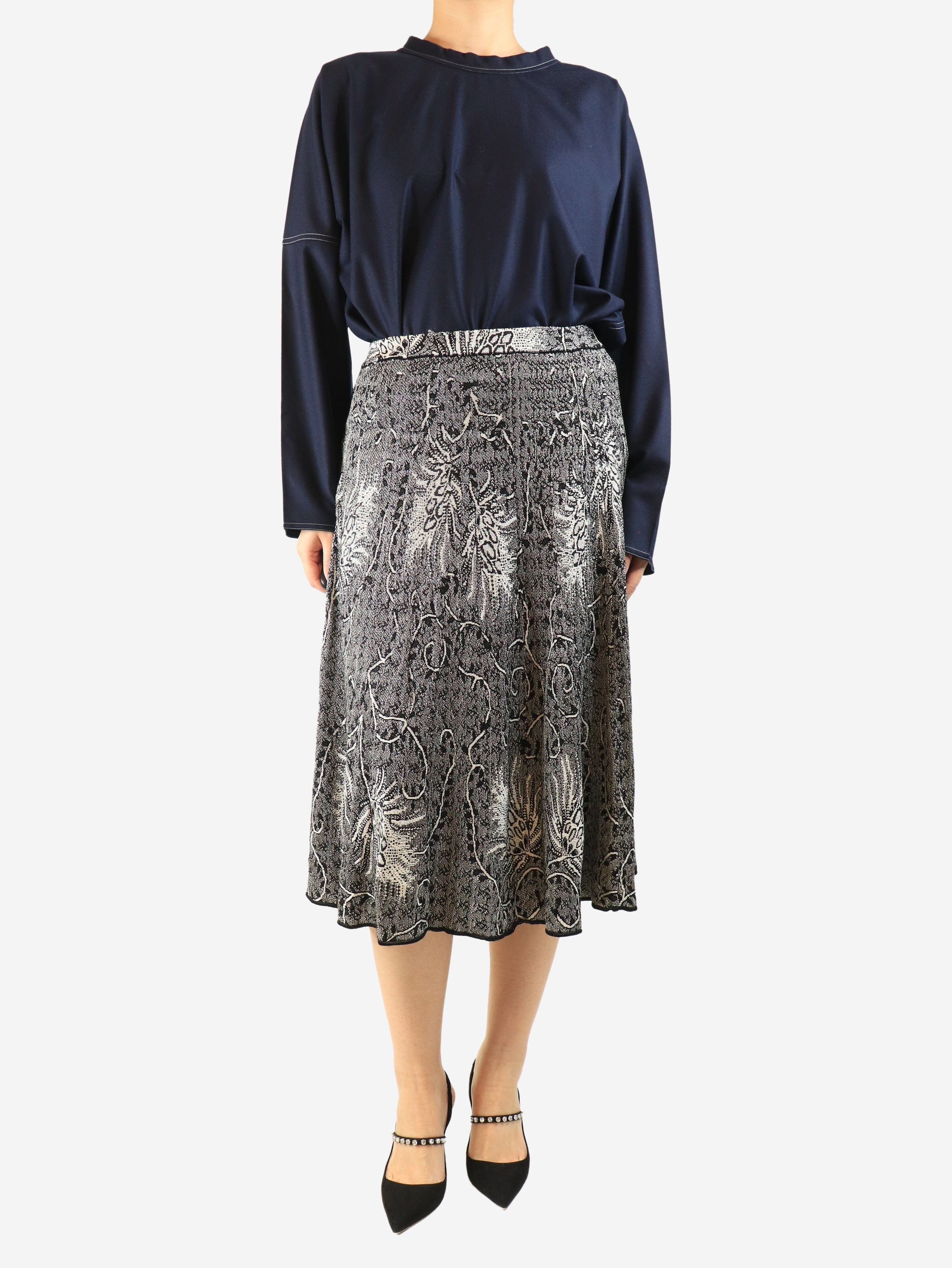Etro Black and silver lurex midi skirt - UK 12 Size 30" / US 8 / IT 44 - 2 Thumbnail