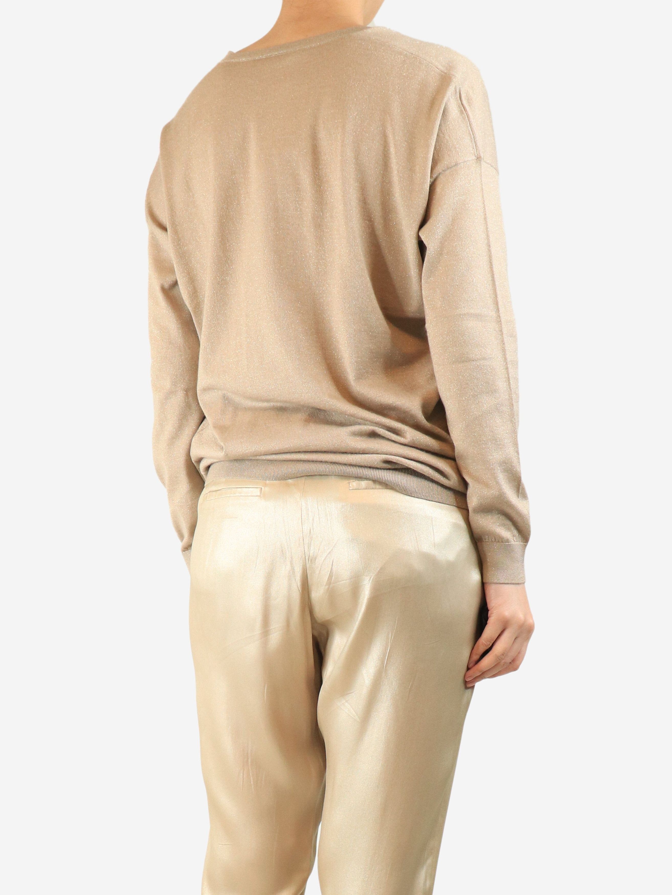 Brunello Cucinelli Neutral sparkly v-neck sweater - 12 Size S / US 4 / IT 40 - 3 Thumbnail