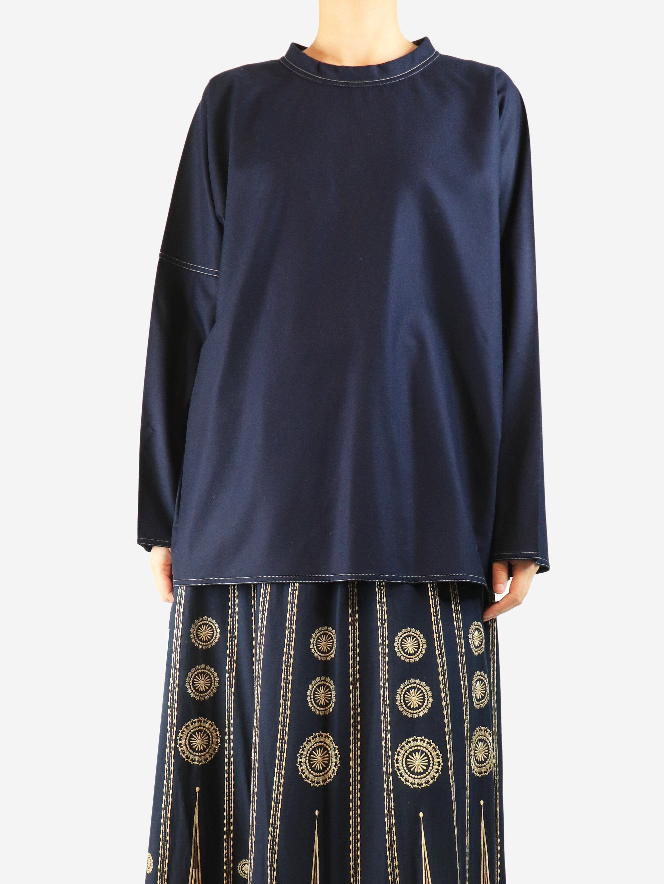 SOFIE D'HOORE Navy contrast-stitched wool top - UK 8 Size S / US 4 / IT 40 - 2 Thumbnail