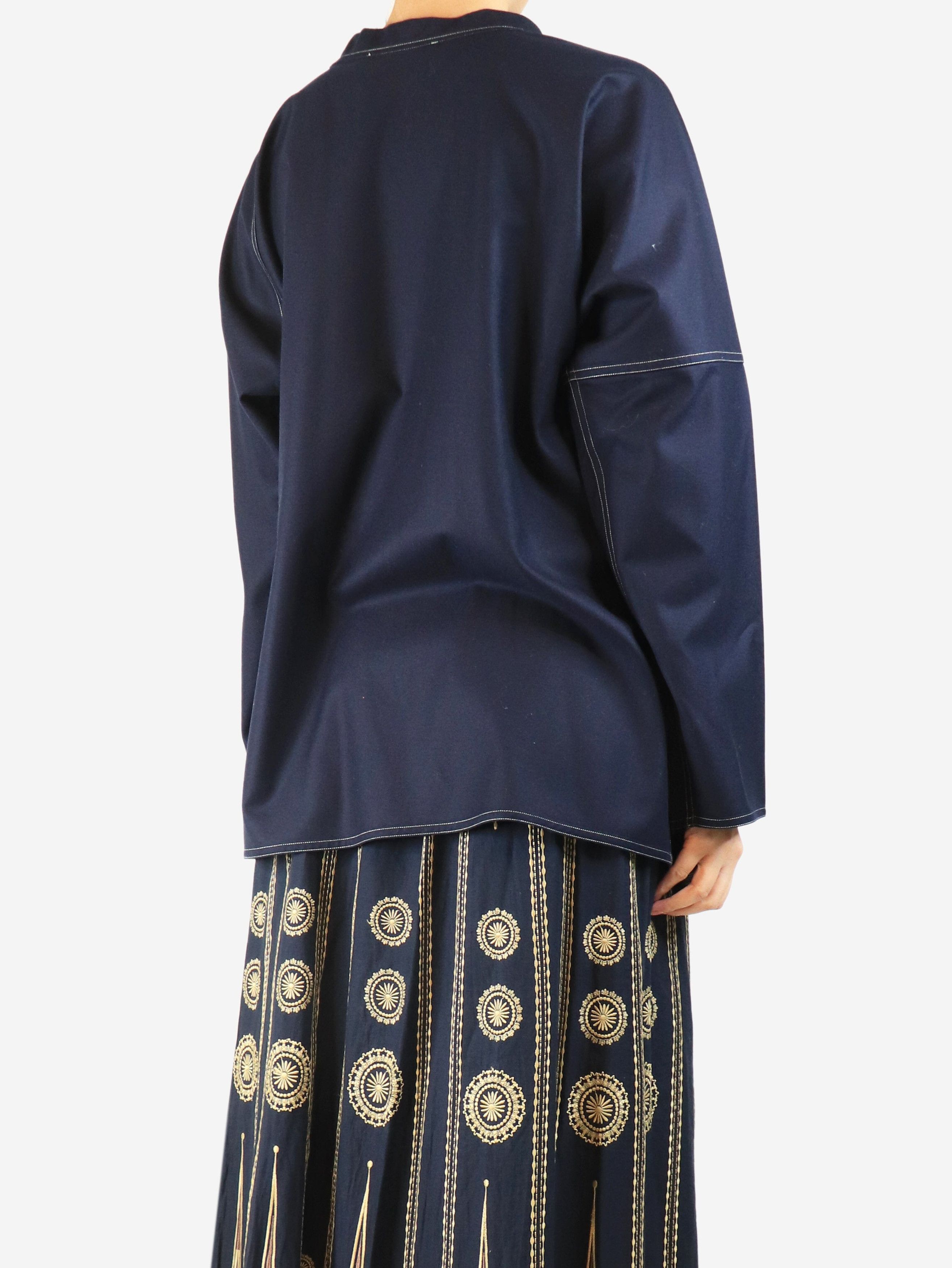 SOFIE D'HOORE Navy contrast-stitched wool top - UK 8 Size S / US 4 / IT 40 - 3 Thumbnail