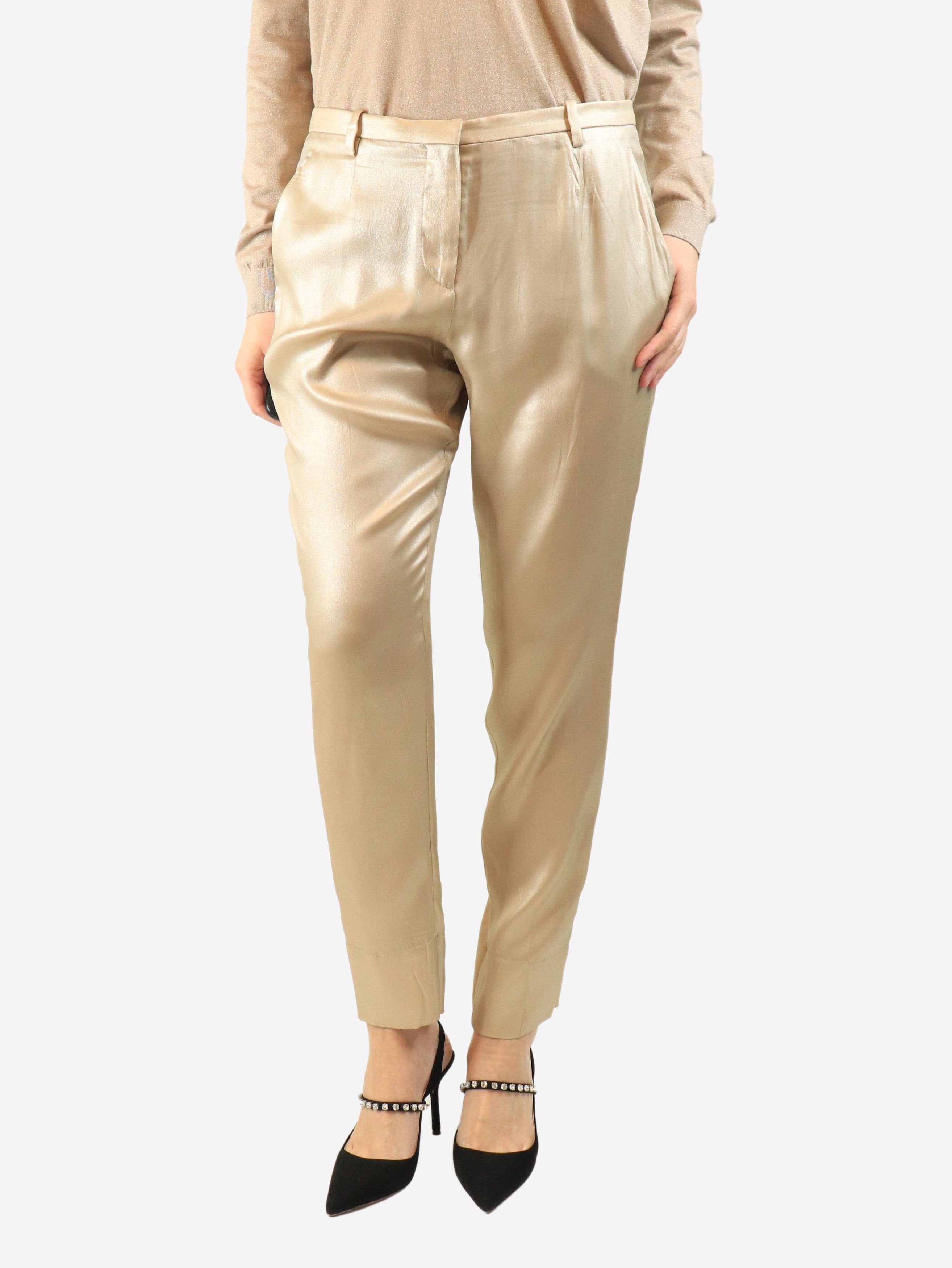 Brunello Cucinelli Neutral silk trousers - UK 12 Size 30" / US 8 / IT 44 - 2 Thumbnail