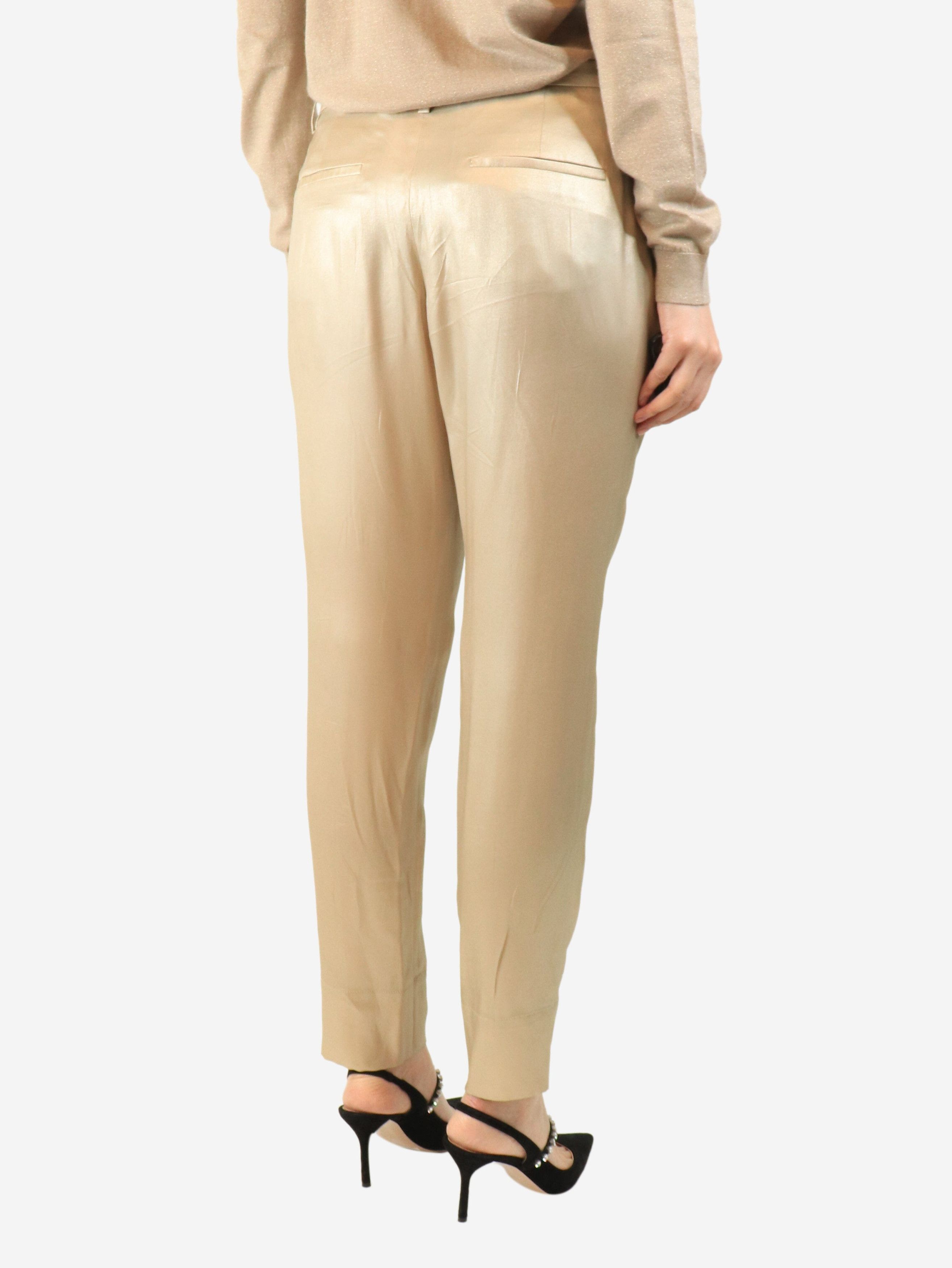 Brunello Cucinelli Neutral silk trousers - UK 12 Size 30" / US 8 / IT 44 - 4 Thumbnail
