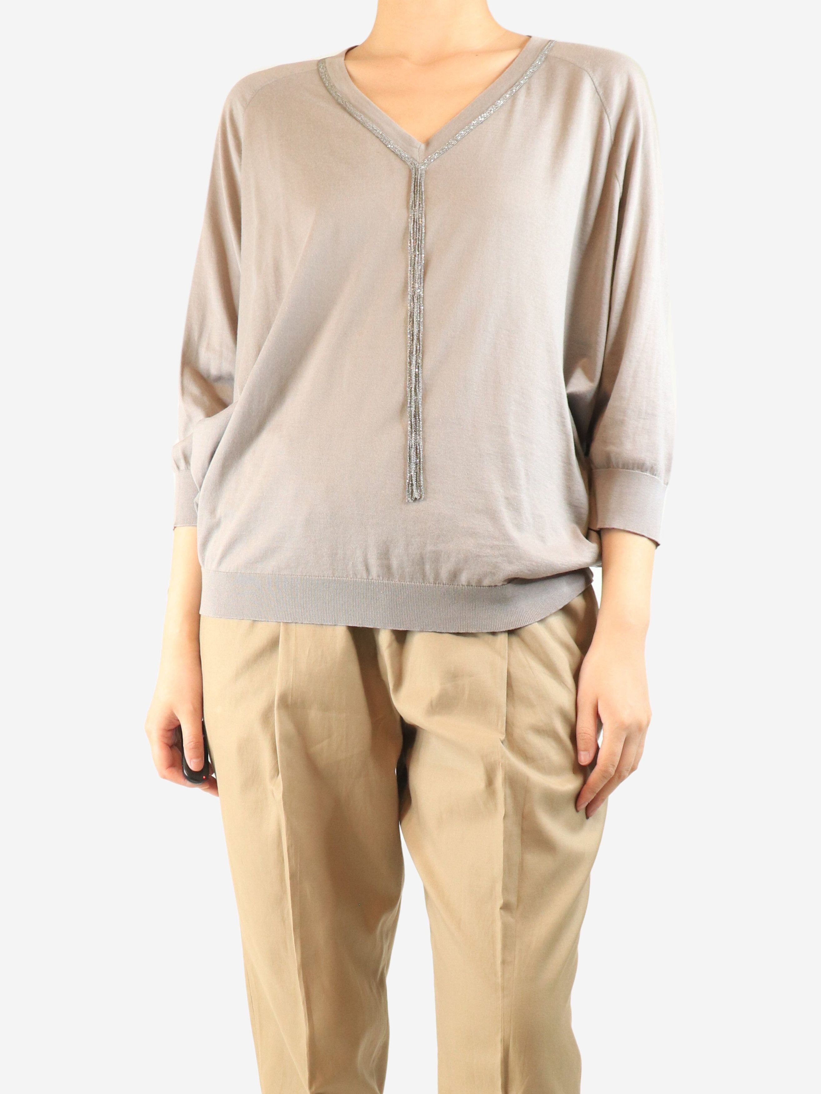 Brunello Cucinelli Grey sparkly beaded knit top - M Size M / US 6-8 / IT 42-44 - 5 Thumbnail