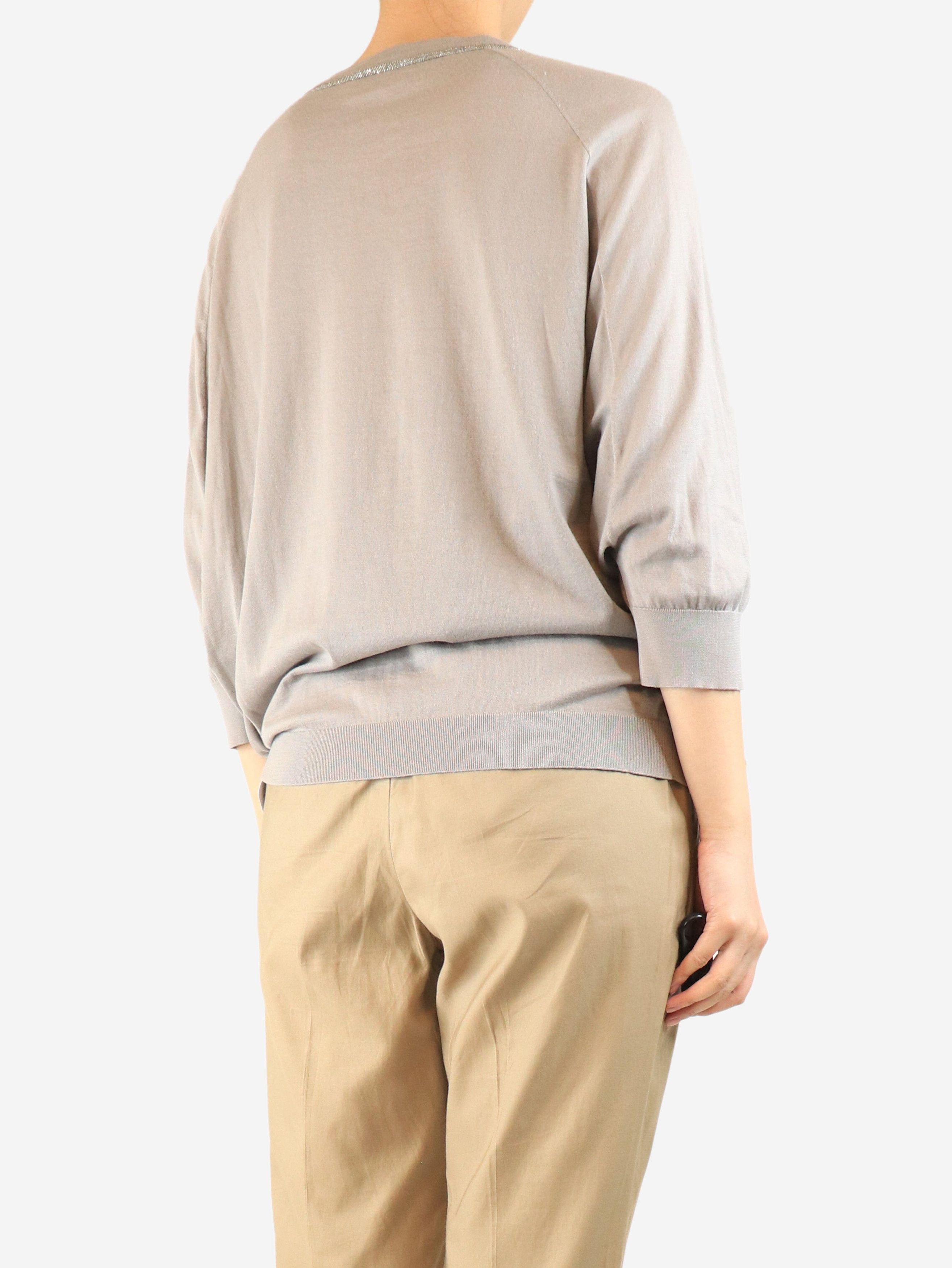 Brunello Cucinelli Grey sparkly beaded knit top - M Size M / US 6-8 / IT 42-44 - 3 Thumbnail
