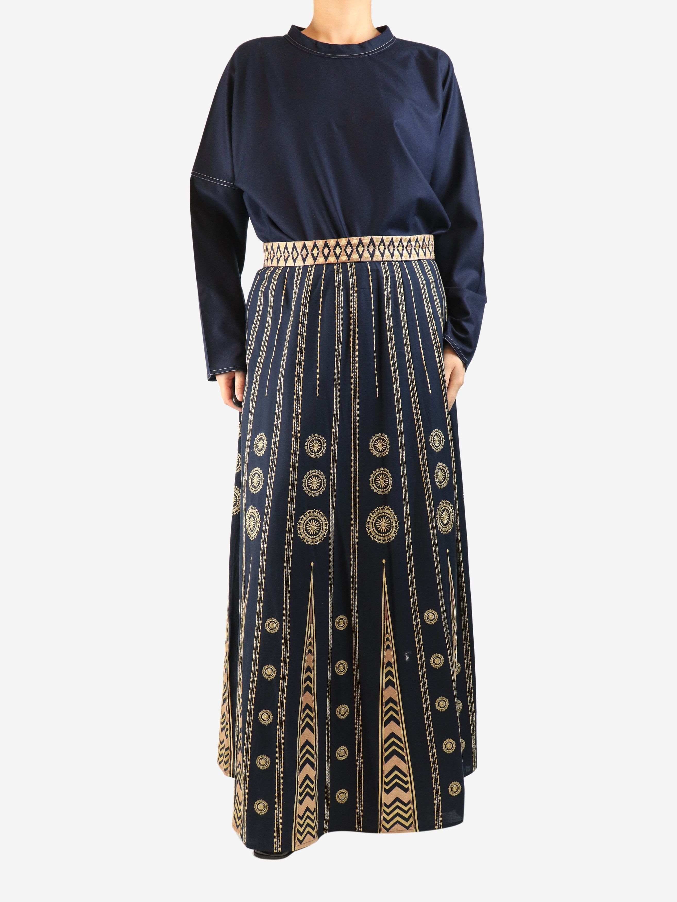 Other Navy embroidered maxi skirt - UK 14 Size 32" / US 10 / IT 46 - 2 Thumbnail