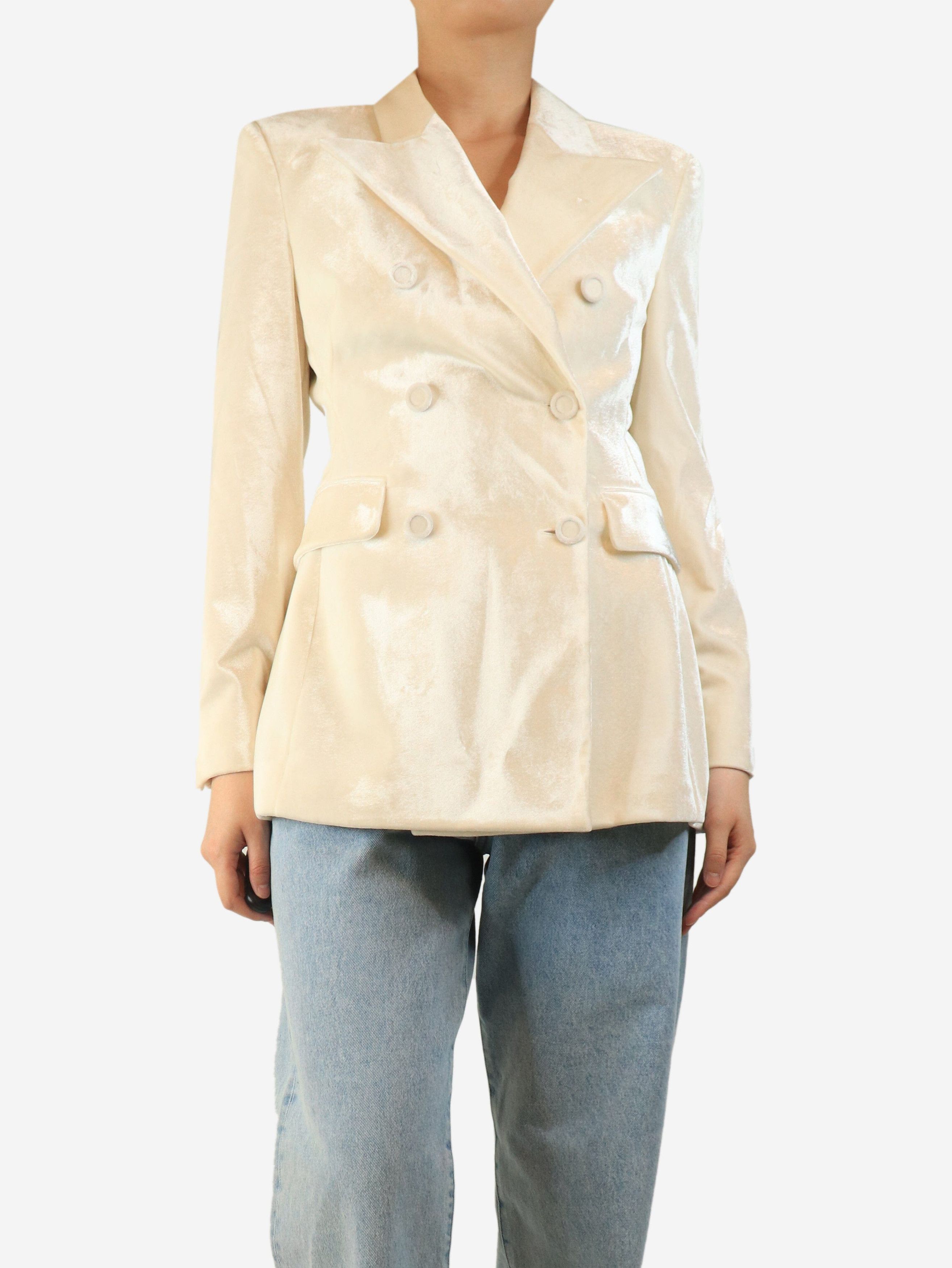 Ermanno Scervino Cream velvet double-breasted jacket - UK 10 Size M / US 6-8 / IT 42-44 - 4 Thumbnail
