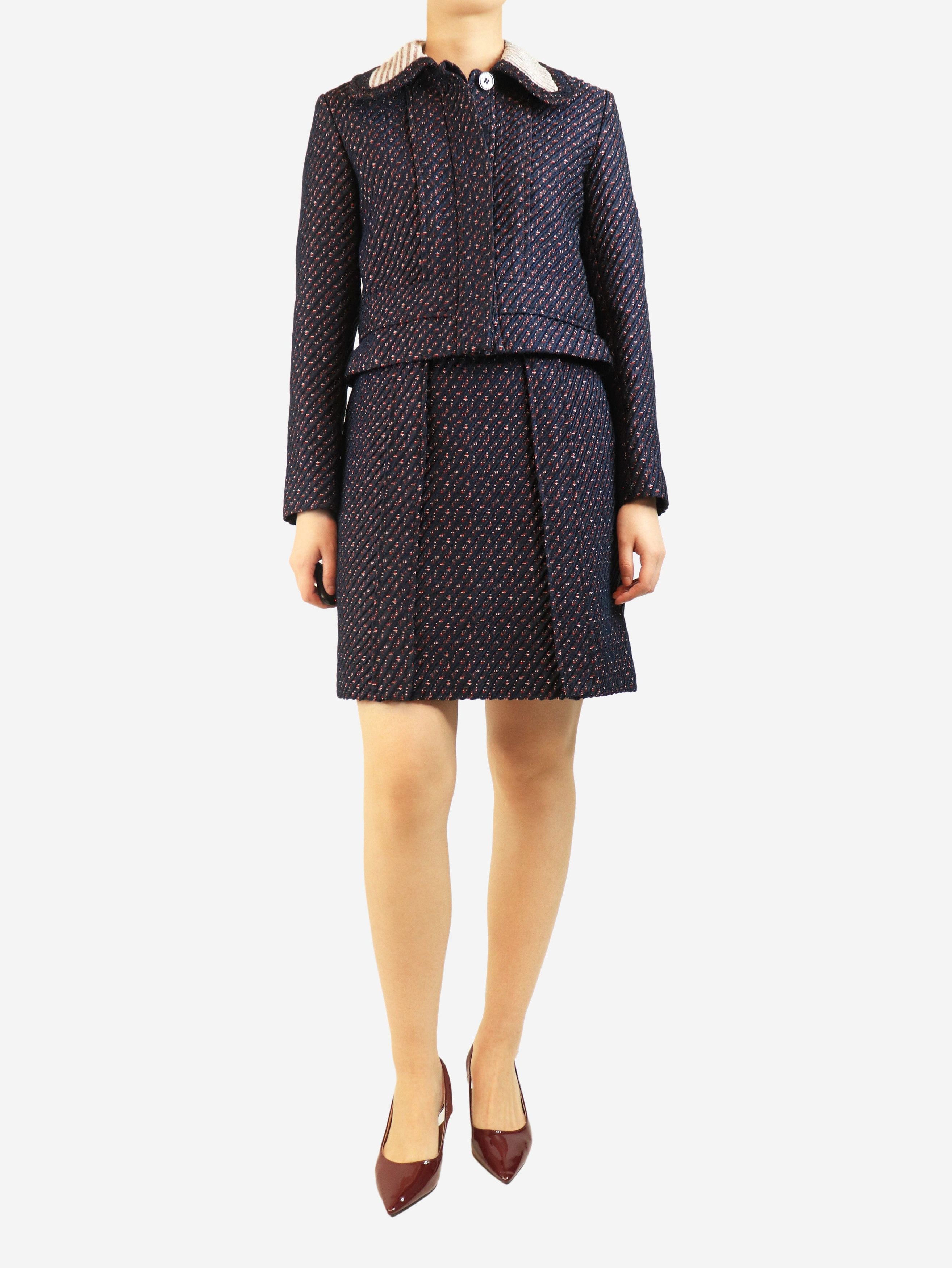 Carven Navy jacquard jacket and skirt set - UK 10 Size M / US 6-8 / IT 42-44 - 4 Thumbnail