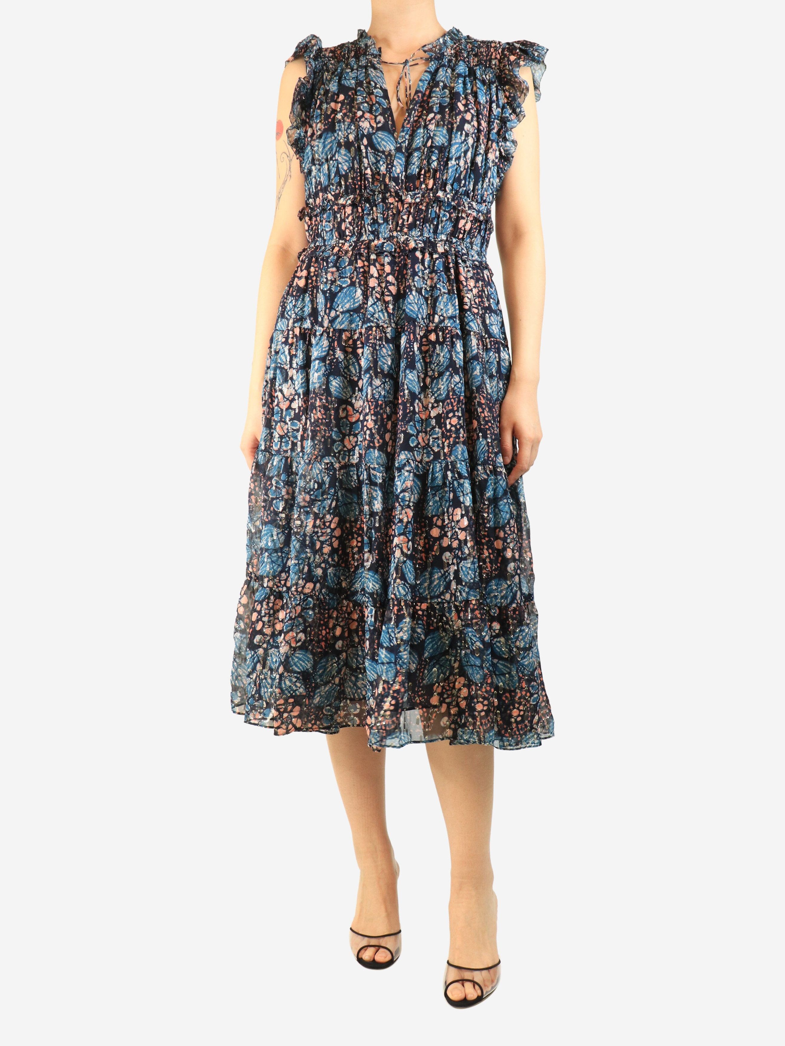 Other Blue printed lurex midi dress - UK 14 Size L / US 10 / IT 46 - 3 Thumbnail