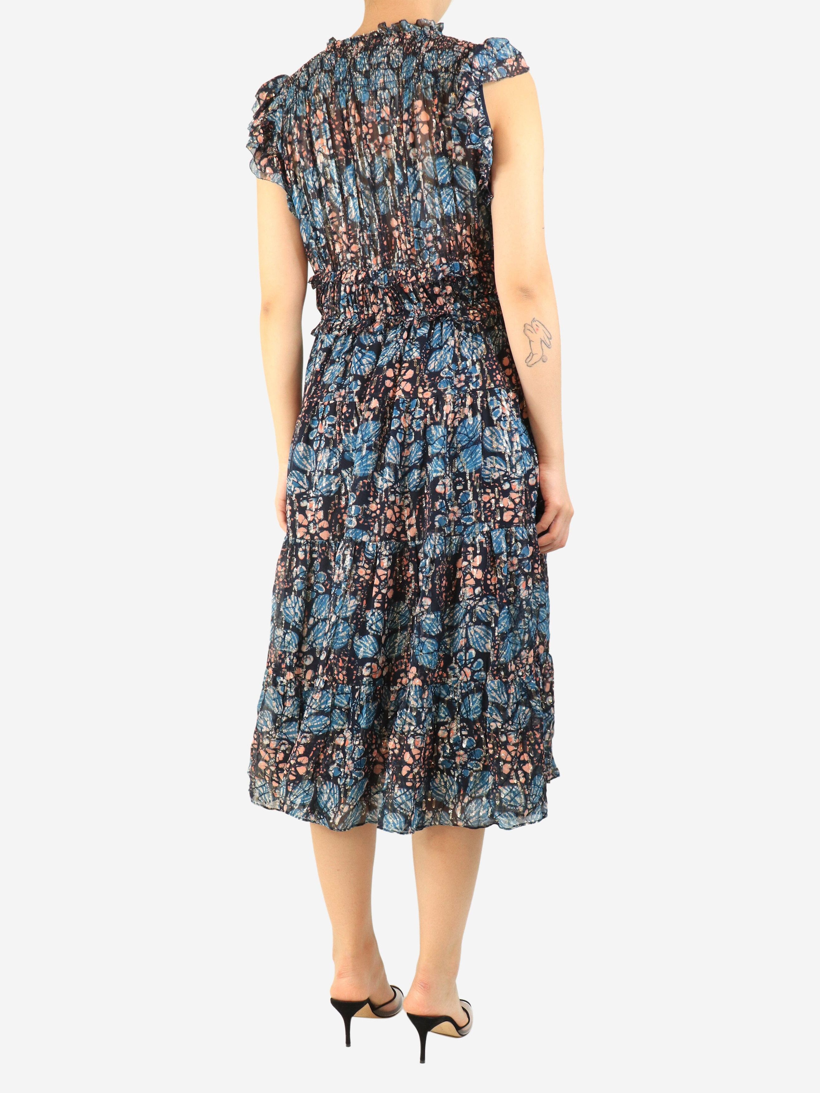 Other Blue printed lurex midi dress - UK 14 Size L / US 10 / IT 46 - 2 Thumbnail