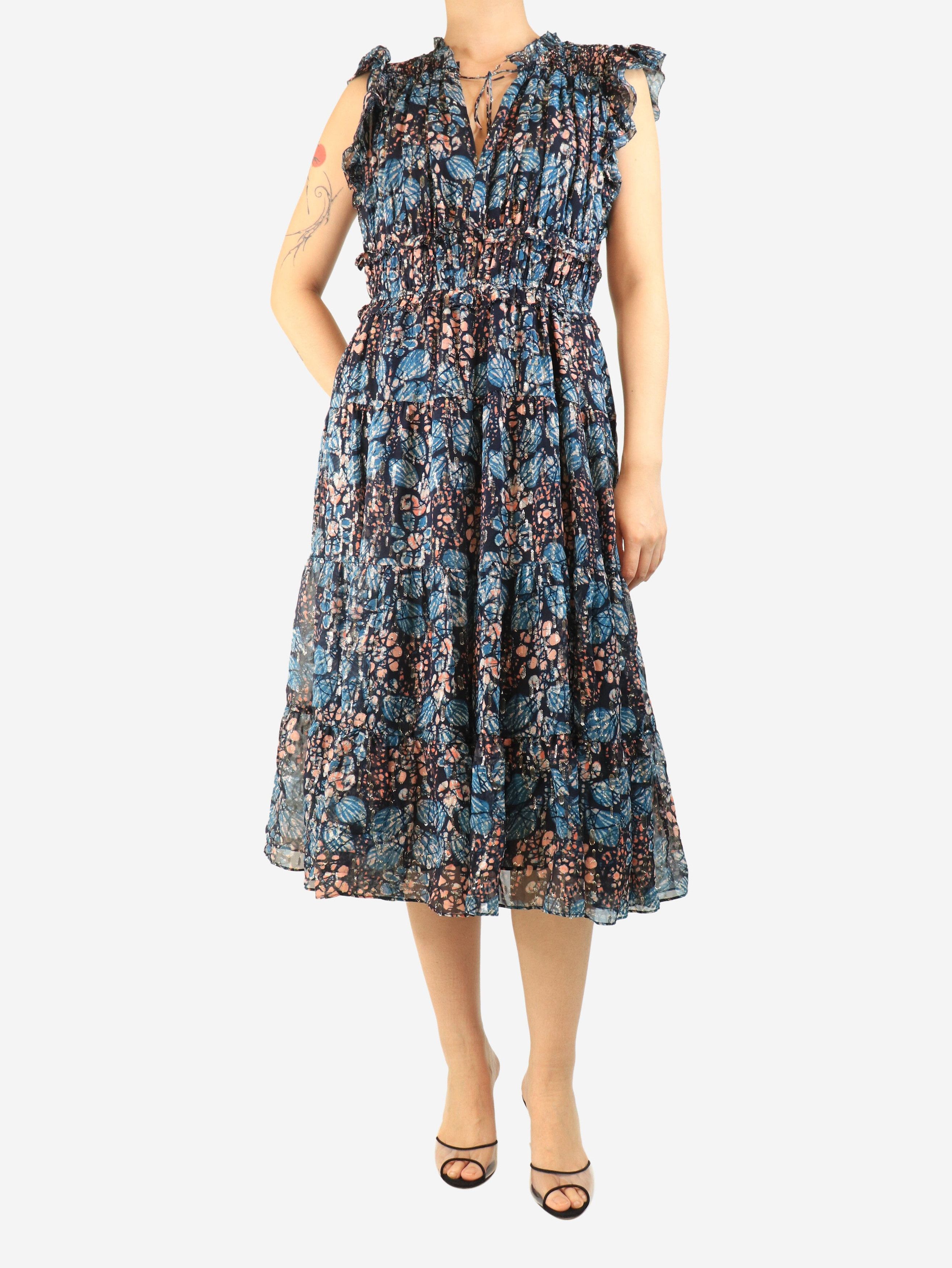 Other Blue printed lurex midi dress - UK 14 Size L / US 10 / IT 46 - 4 Thumbnail
