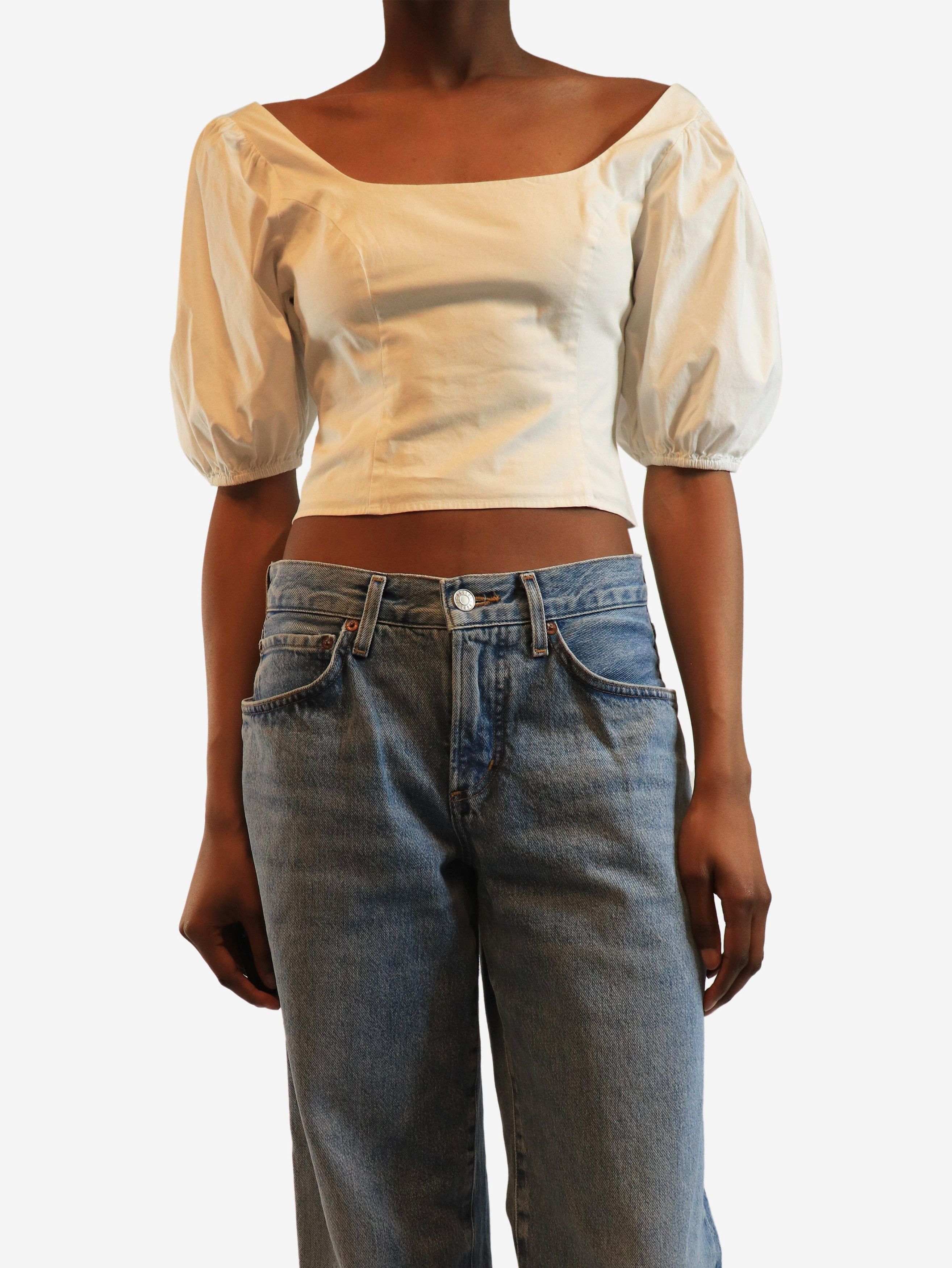 Staud White balloon sleeve crop top - UK 6 Size XS / US 0-2 / IT 36-38 - 4 Thumbnail