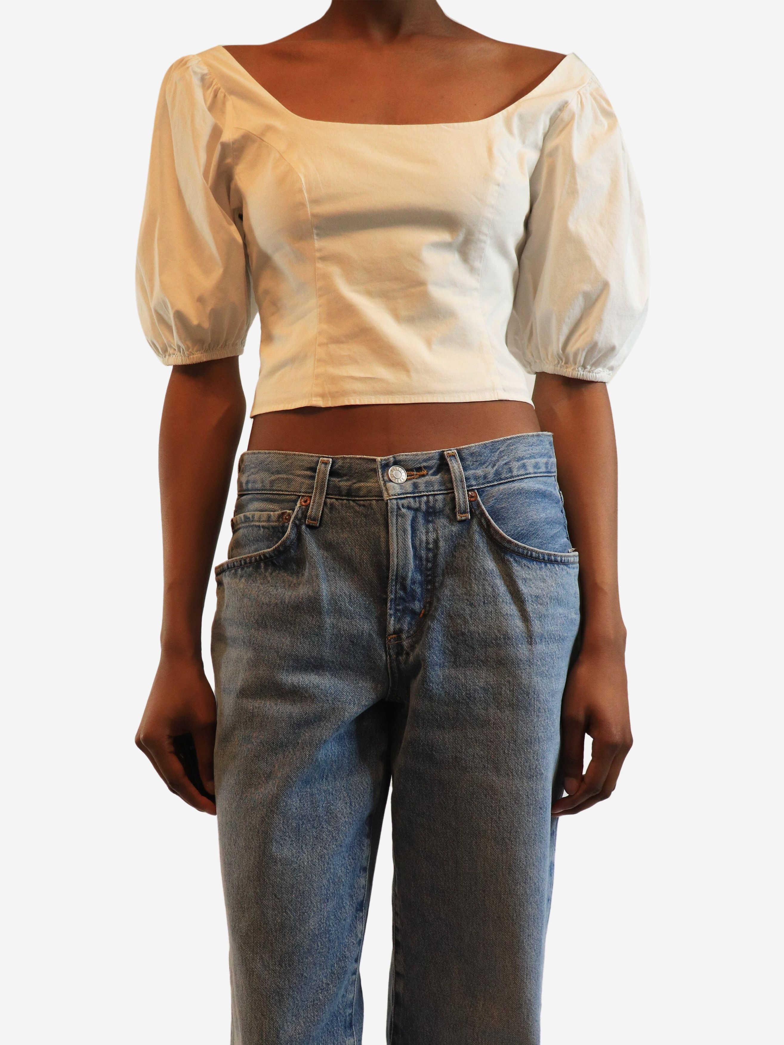 Staud White balloon sleeve crop top - UK 6 Size XS / US 0-2 / IT 36-38 - 2 Thumbnail