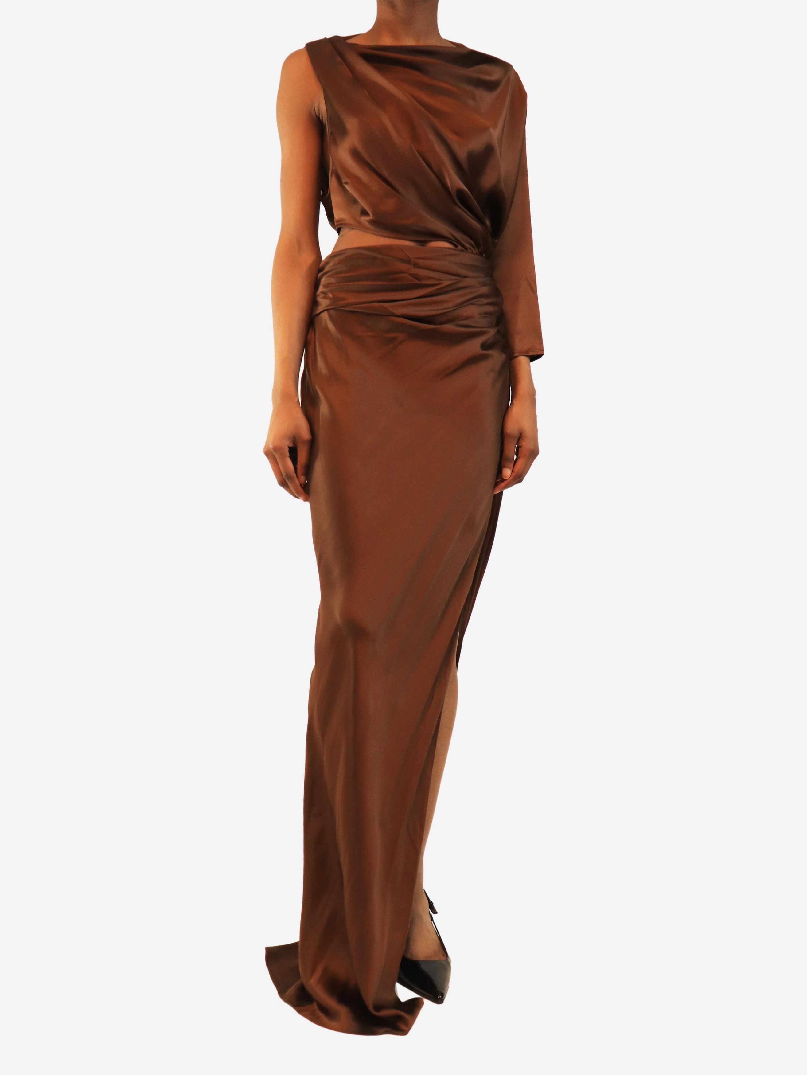 Other Brown silk maxi dress - UK 6 Size XS / US 0-2 / IT 36-38 - 3 Thumbnail