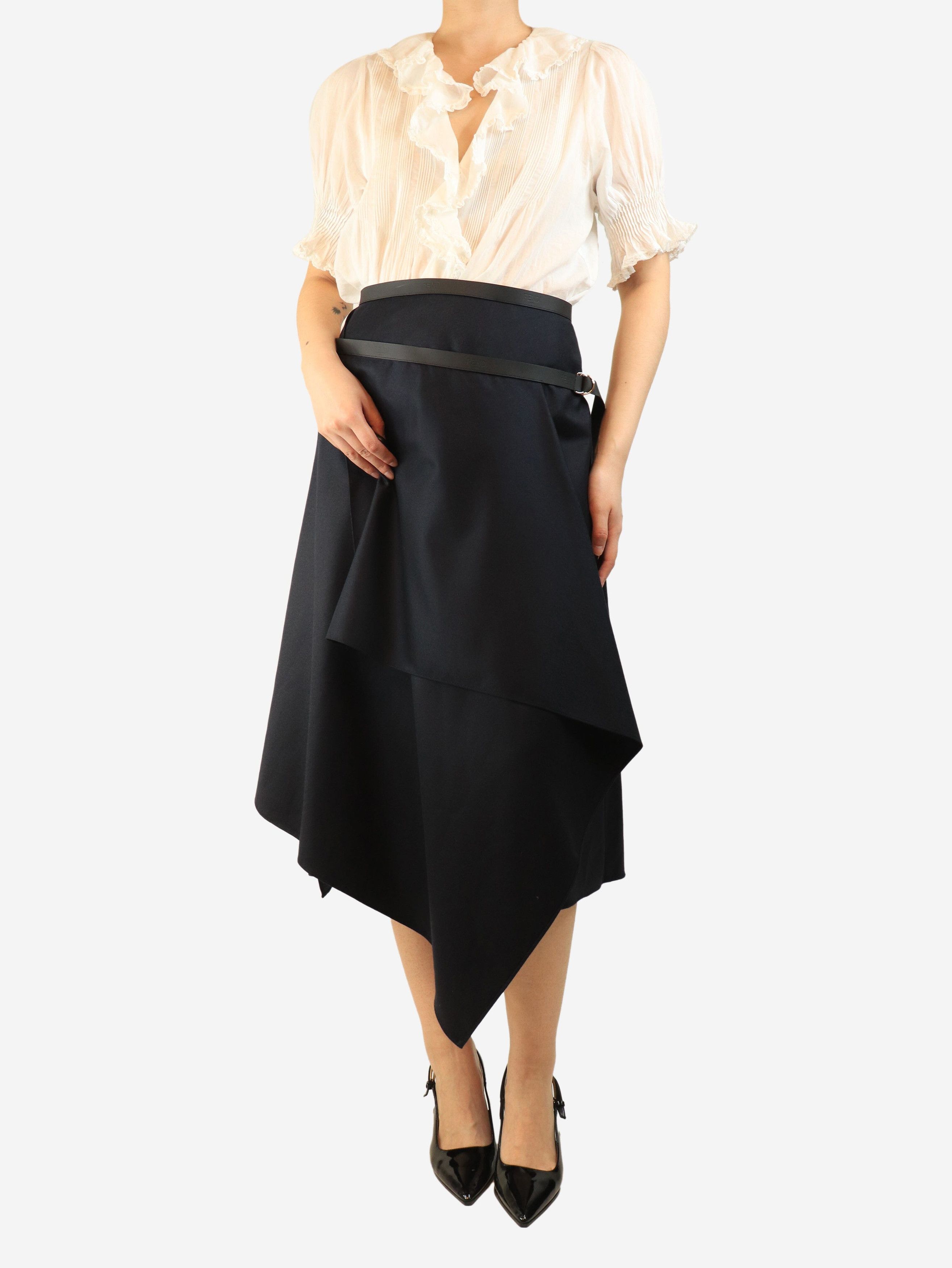 Fendi Navy draped asymmetric skirt - UK 12 Size 30" / US 8 / IT 44 - 3 Thumbnail